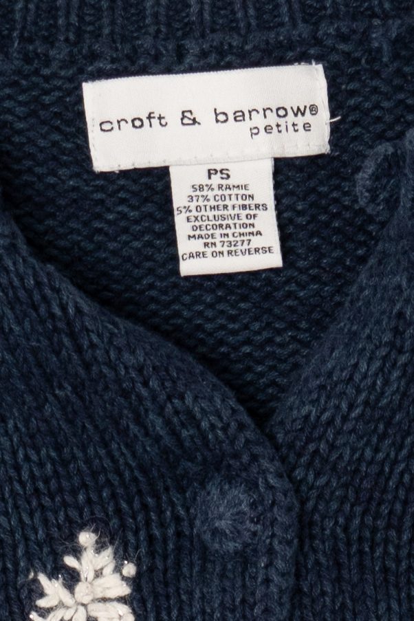 Vintage Navy Blue Croft & Barrow Snowmen Ugly Christmas Cardigan (2000s)