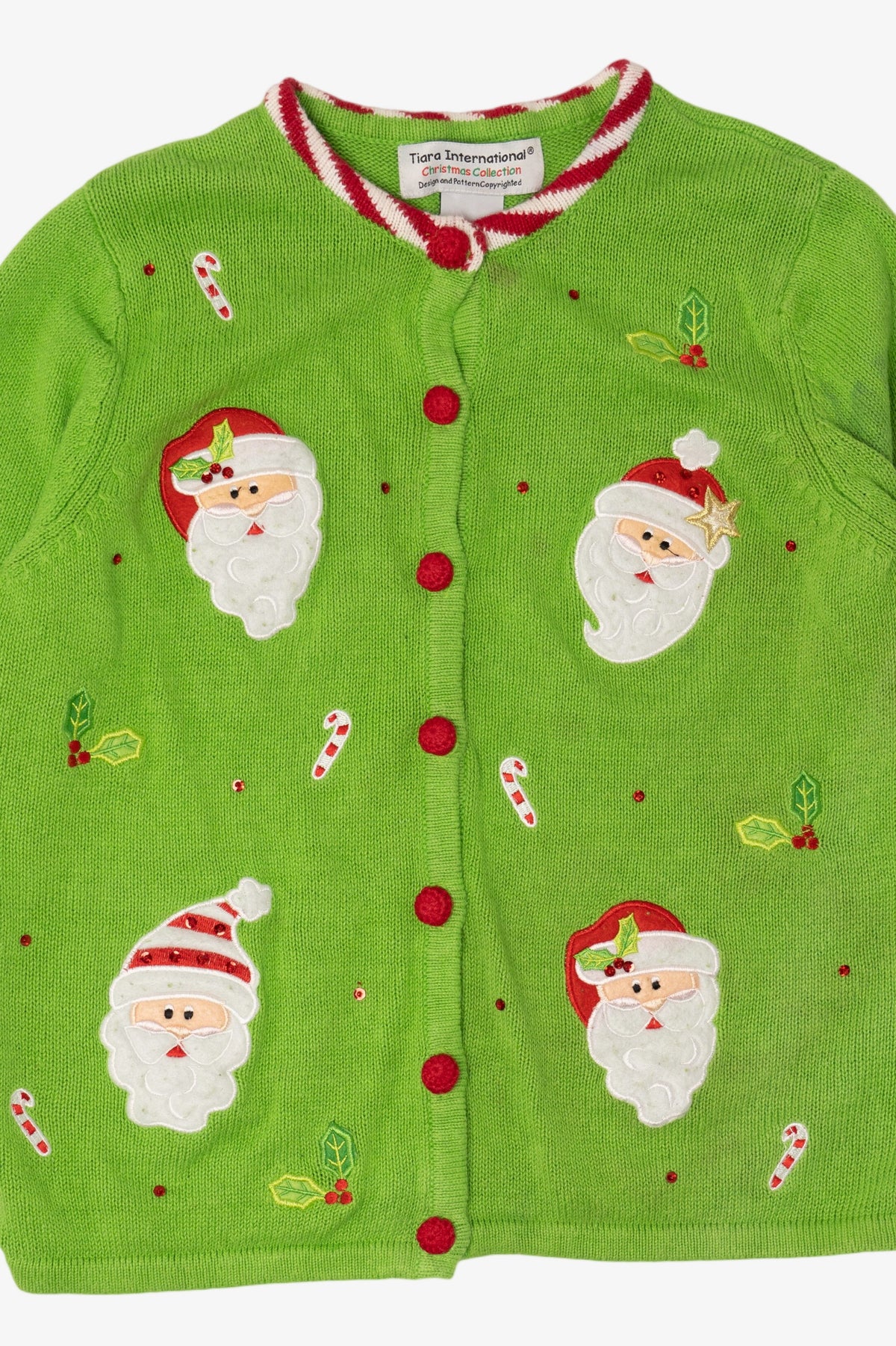 Vintage Green Tiara International Santa Ugly Christmas Cardigan (2000s)