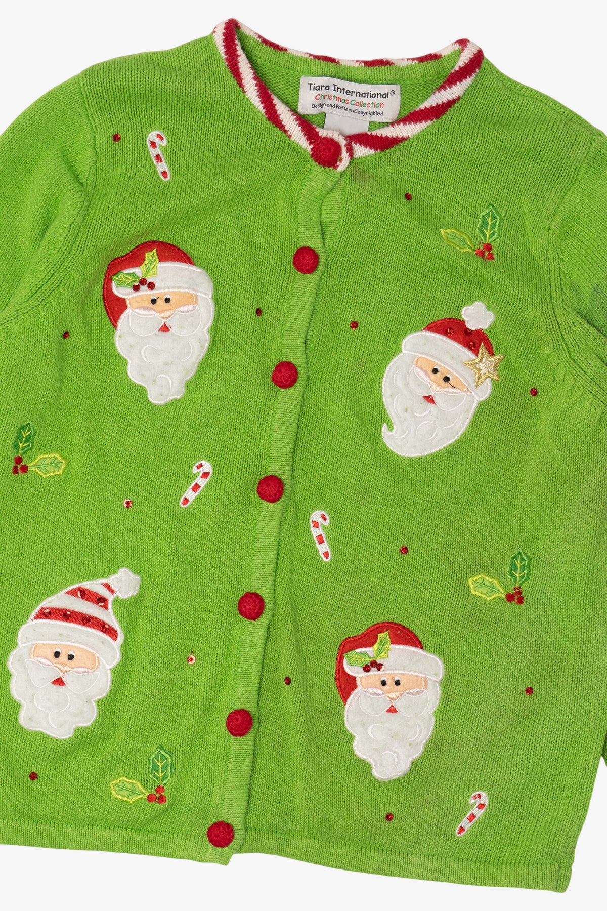 Vintage Green Tiara International Santa Ugly Christmas Cardigan (2000s)