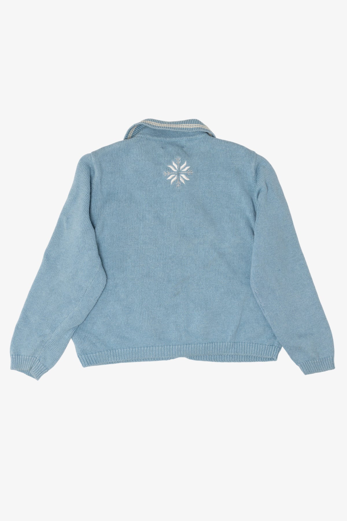 Vintage Light Blue Reference Point Ice Skating Ugly Christmas Cardigan (1990s)
