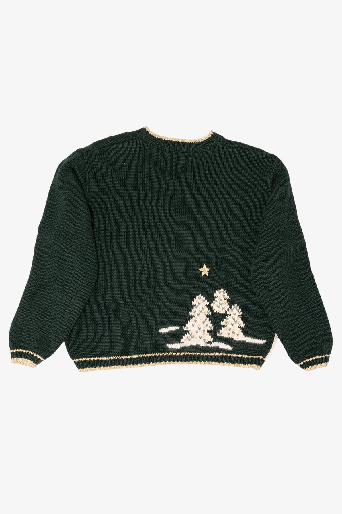 Vintage Hand Embroidered Dark Green Christopher & Banks Landscape Cardigan (1990s)