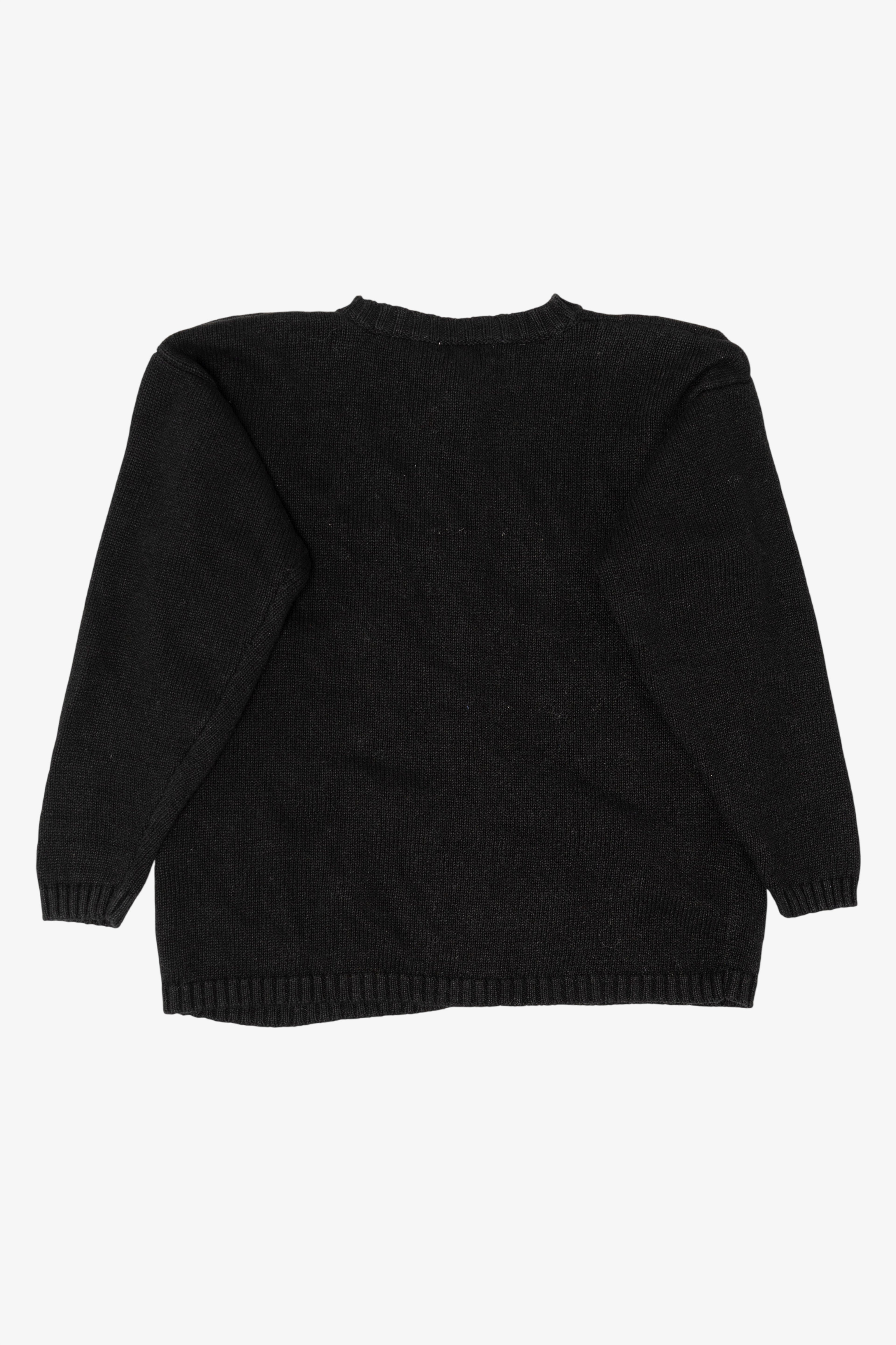 Vintage Black Yarnworks Rudolph Reindeer Ugly Christmas Cardigan (1990s)
