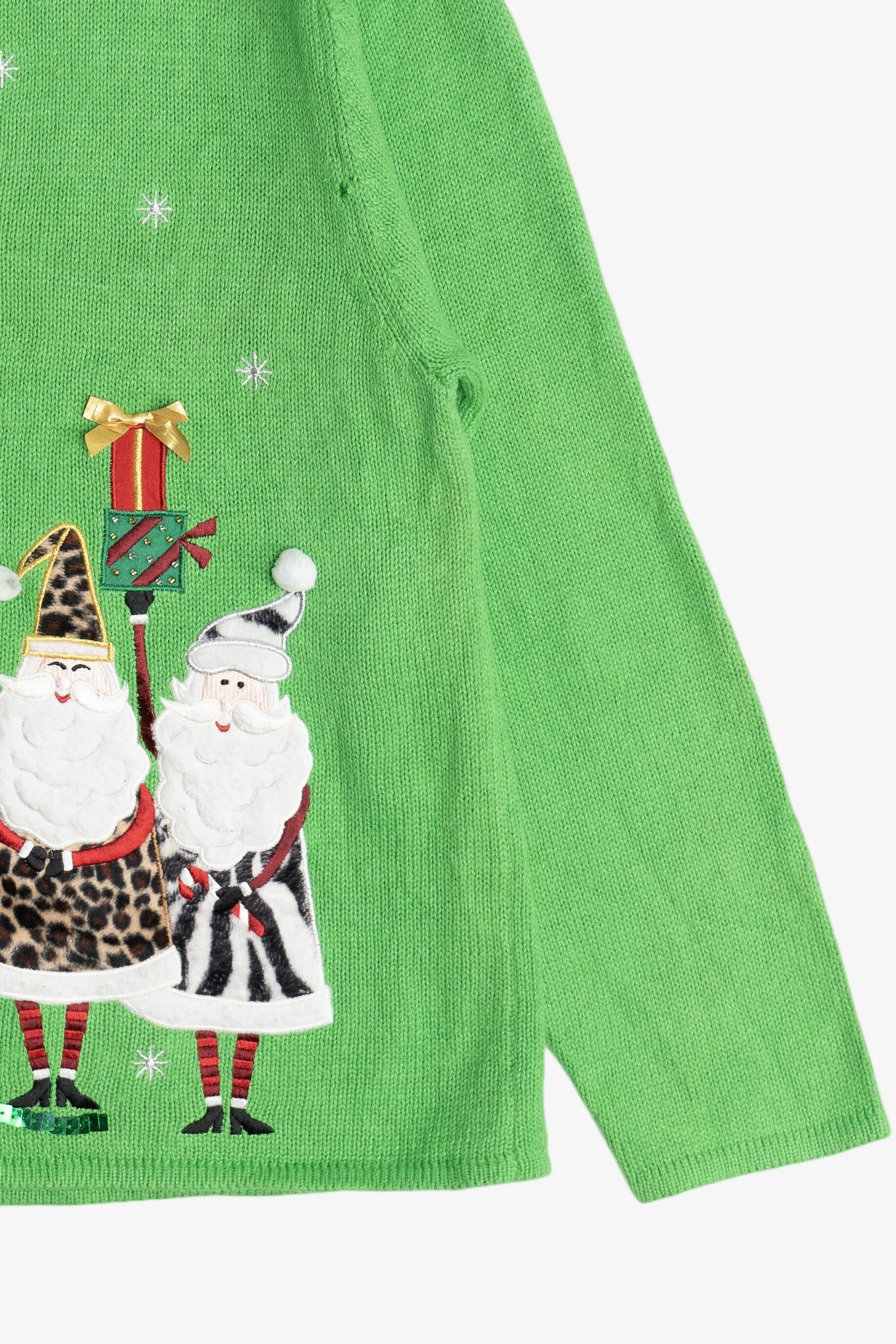 Vintage Leopard Print Santa & Mrs. Claus Ugly Christmas Sweater (1990s)