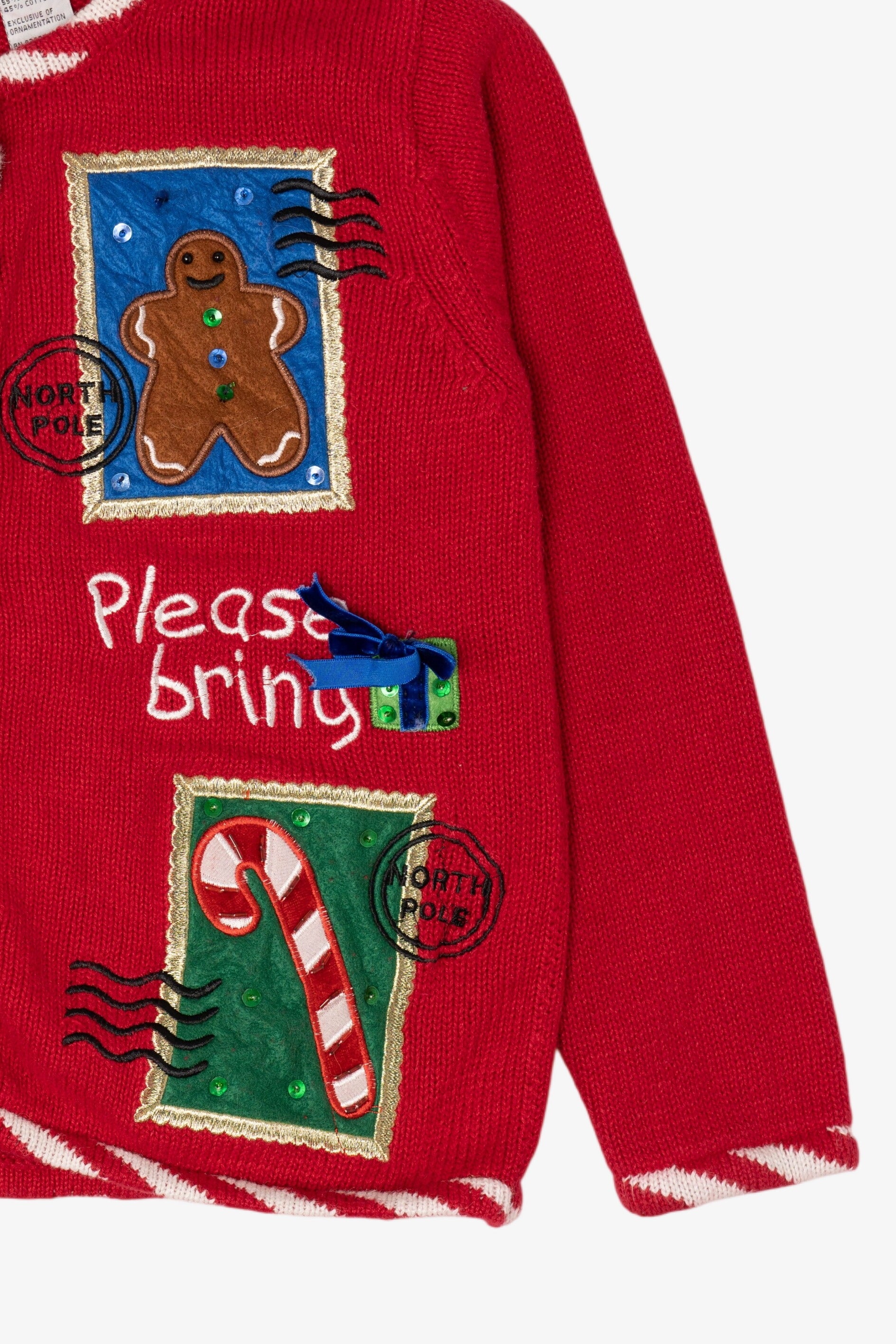 Vintage Kids Red Tiara Girls Ugly Christmas Cardigan (1990s)