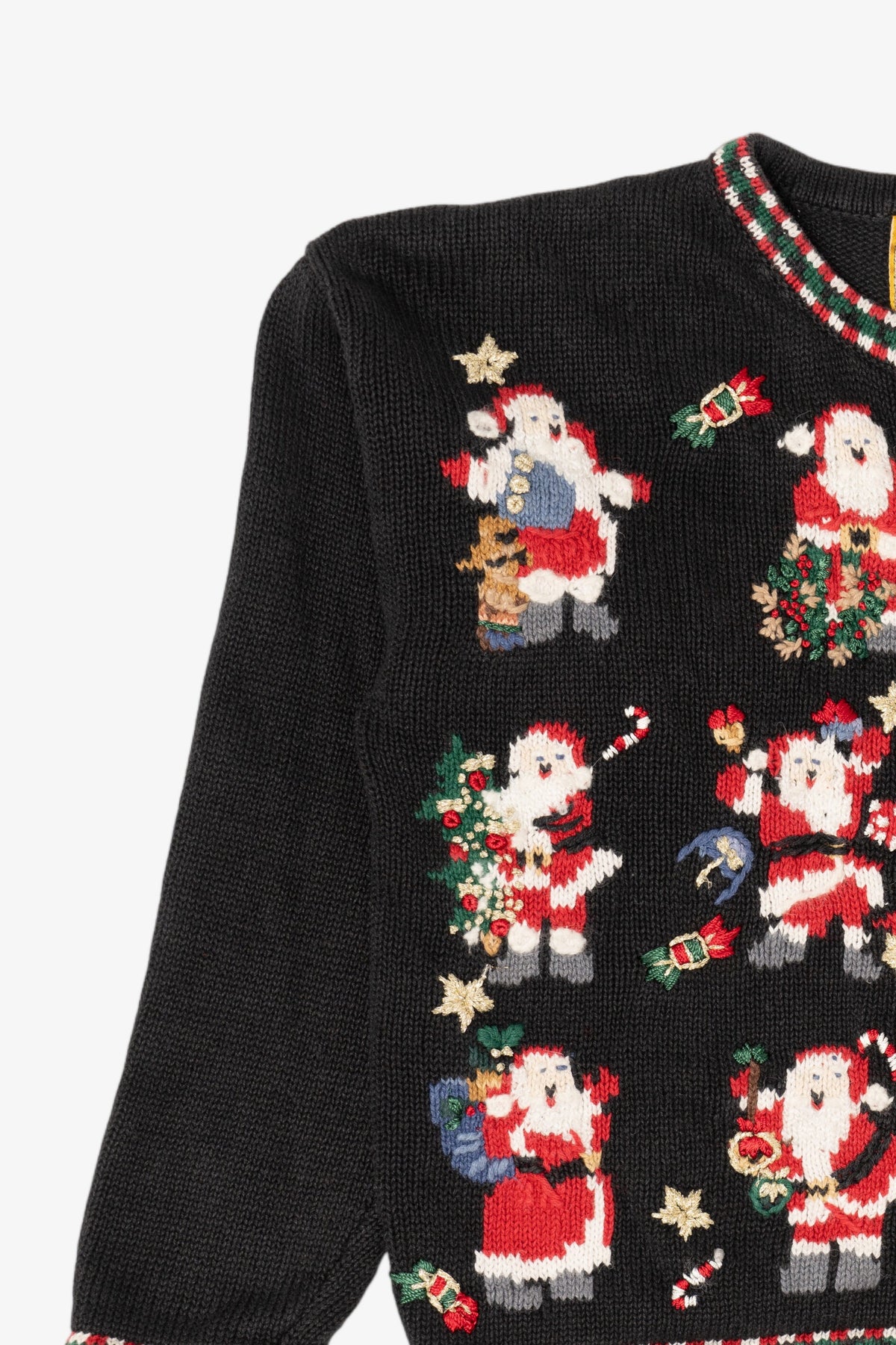Vintage Kids Black Heirloom Collectibles Santa Ugly Christmas Cardigan (1990s)