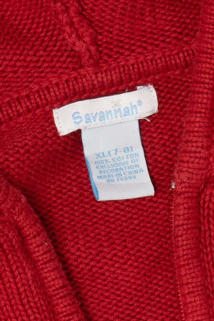 Vintage Kids Red Savannah Snowmen Hooded Ugly Christmas Pullover (2000s)