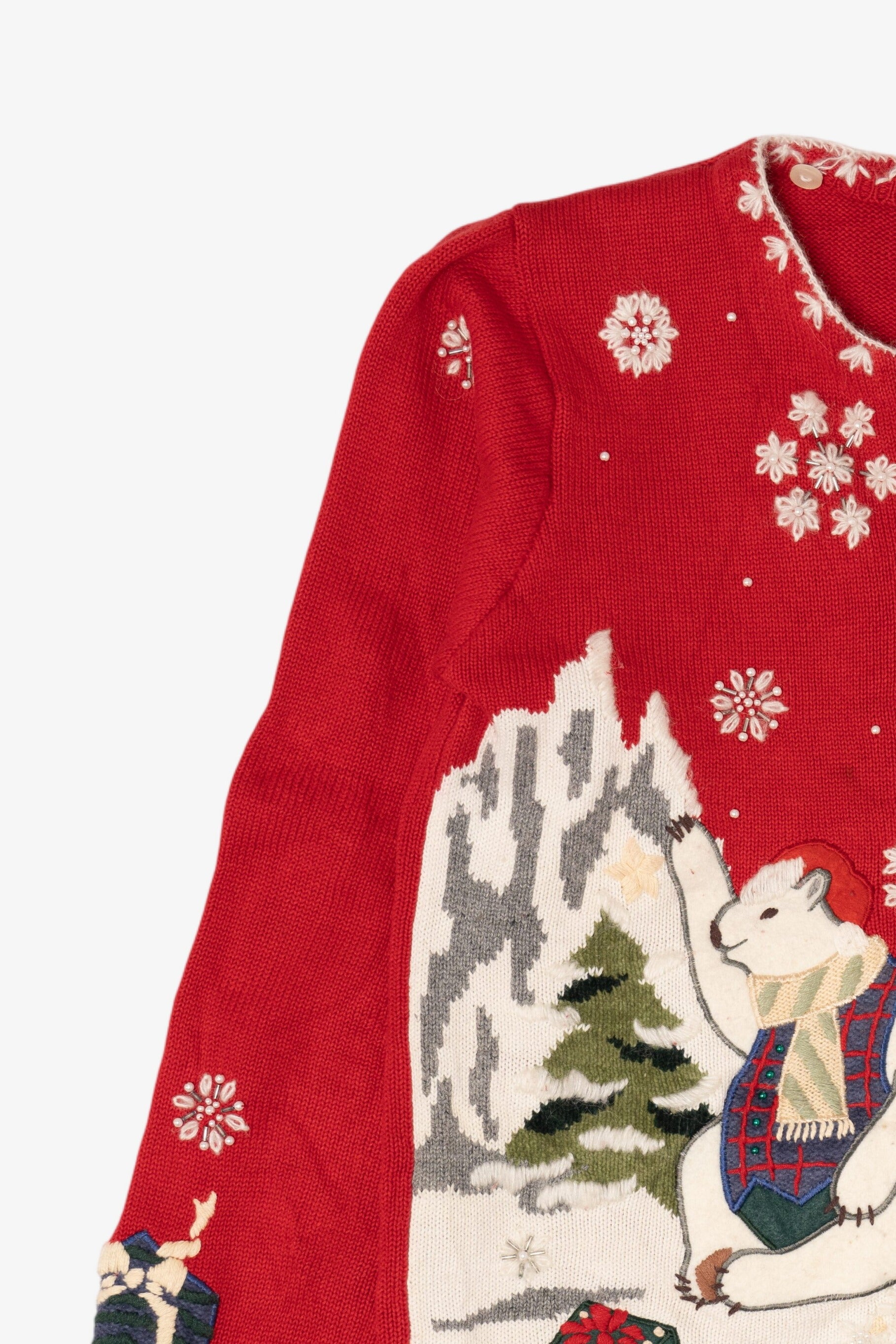 Vintage Red Polar Bears Ugly Christmas Cardigan (1990s)