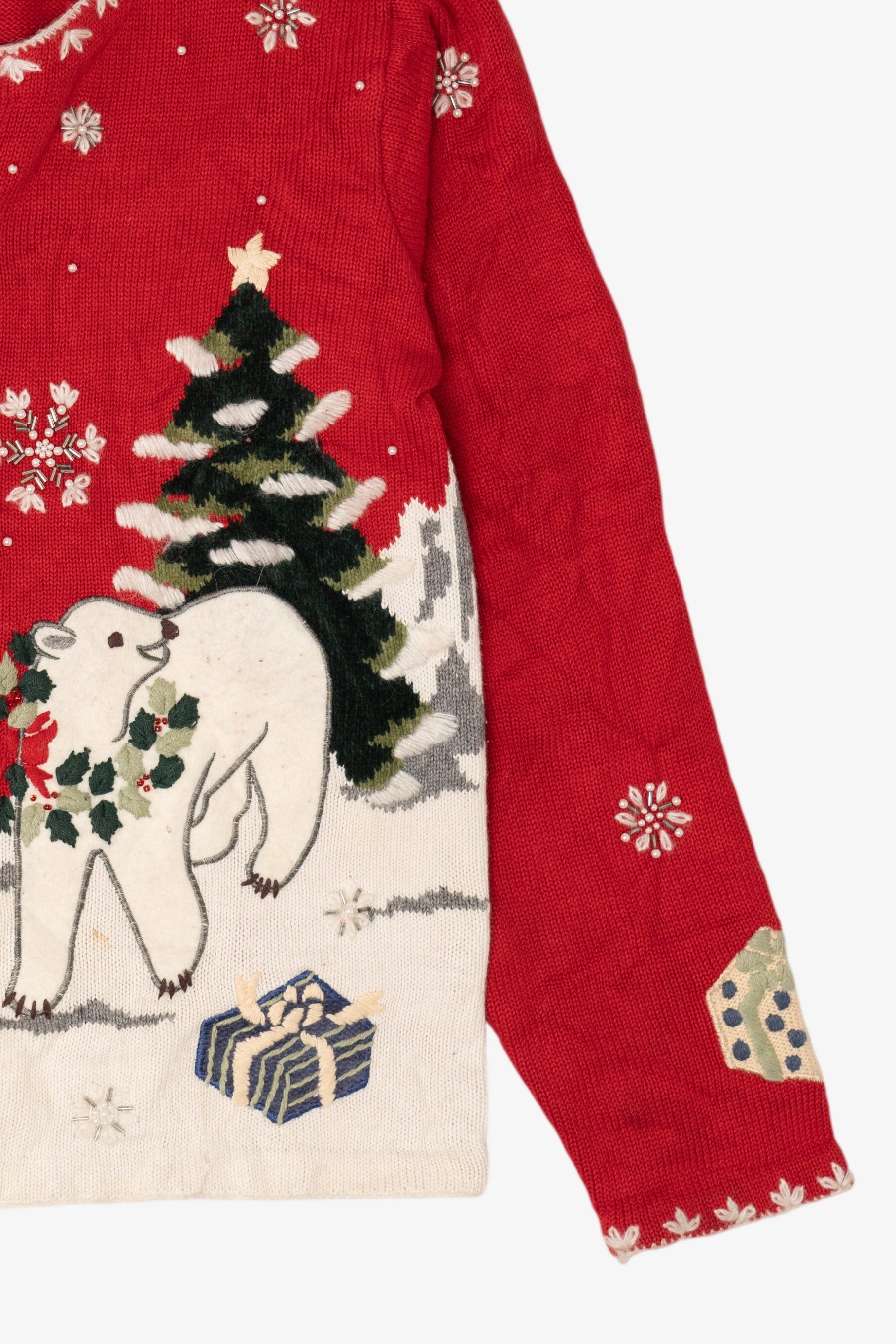 Vintage Red Polar Bears Ugly Christmas Cardigan (1990s)