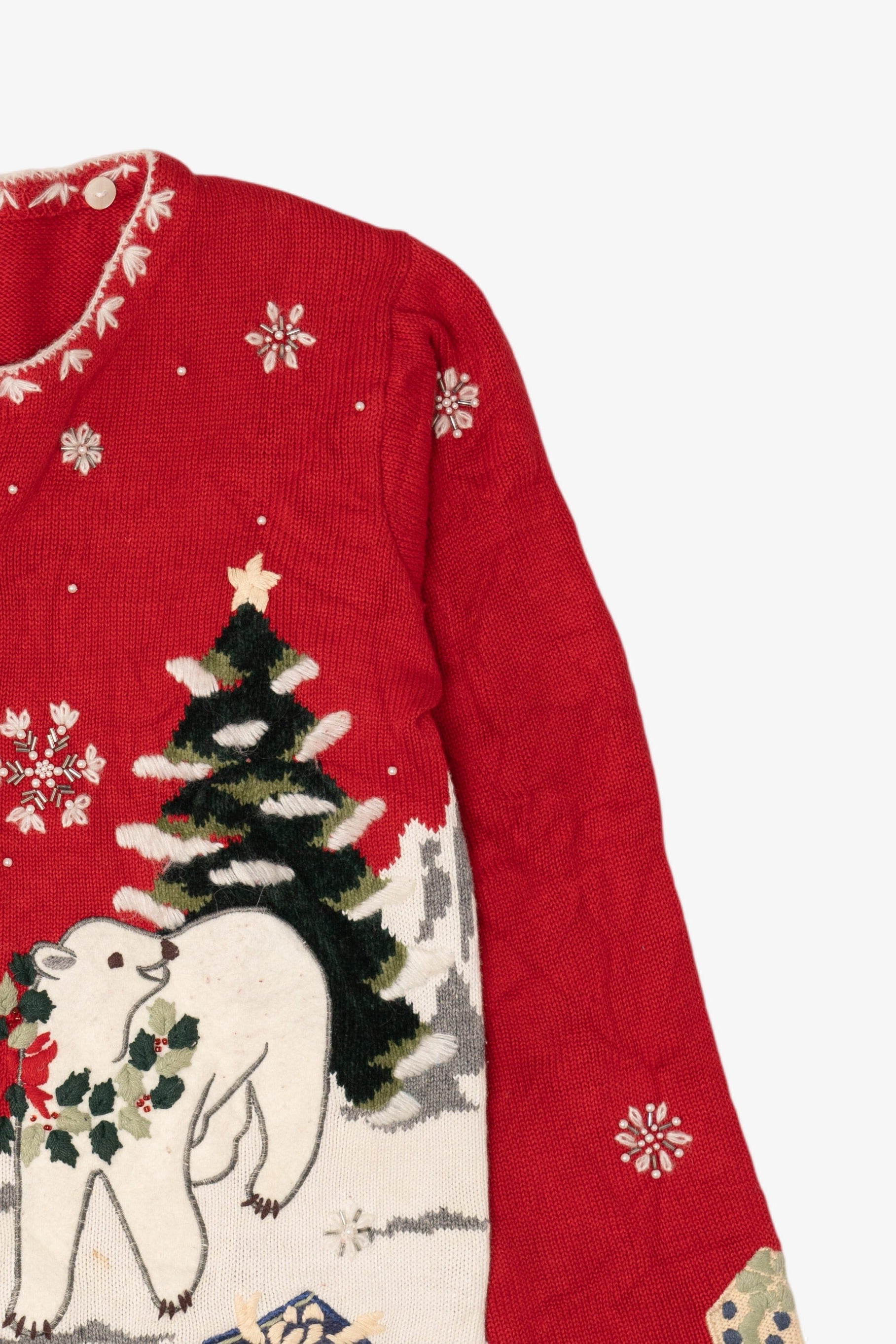 Vintage Red Polar Bears Ugly Christmas Cardigan (1990s)