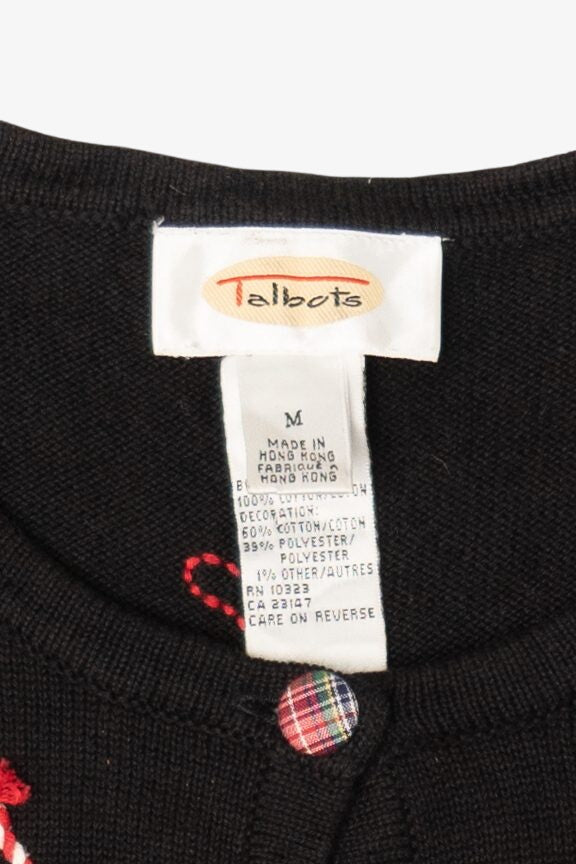 Vintage Black Talbots Ice Skates Ugly Christmas Cardigan (1990s)