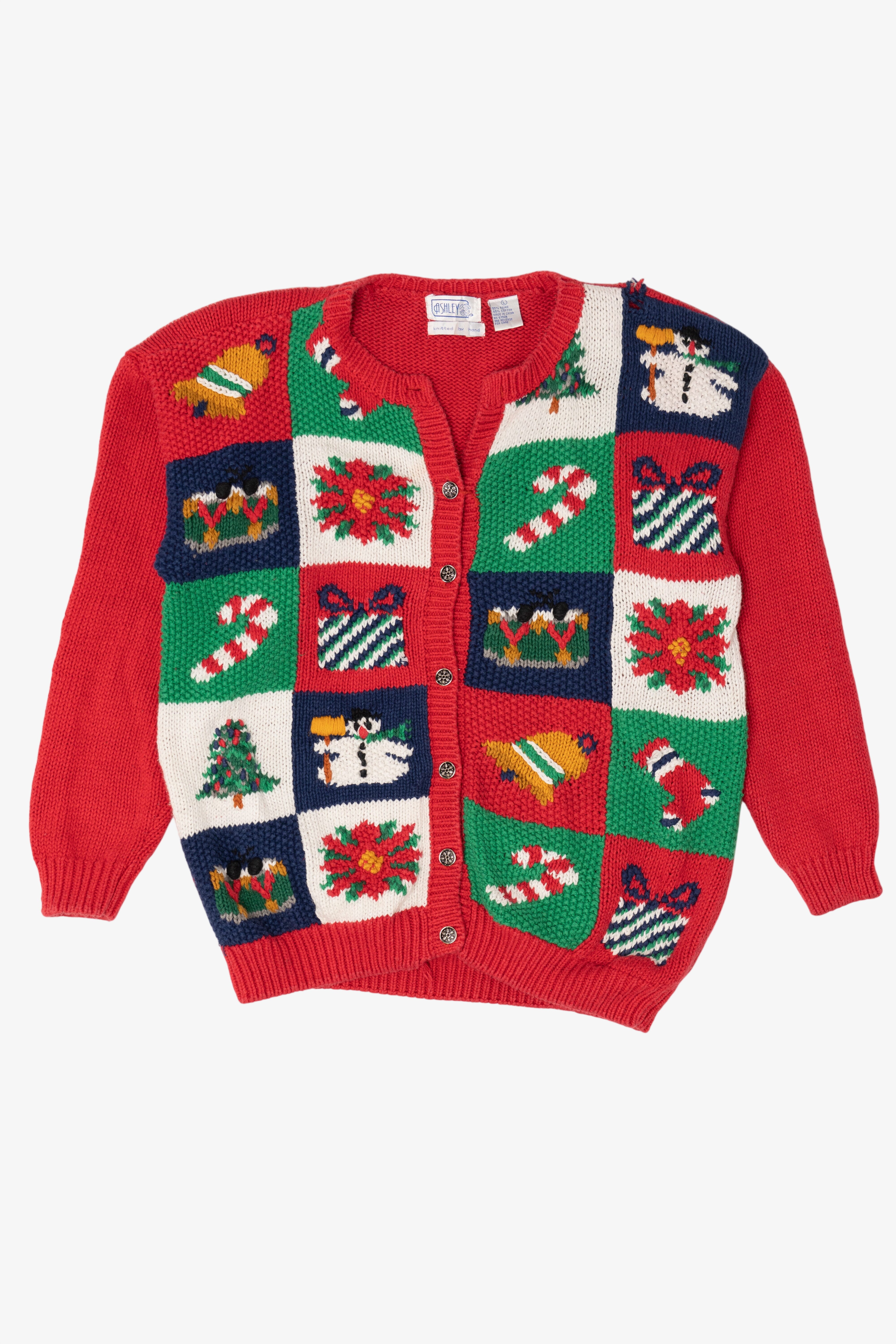 Vintage Red Ashley Ugly Christmas Cardigan (1990s)