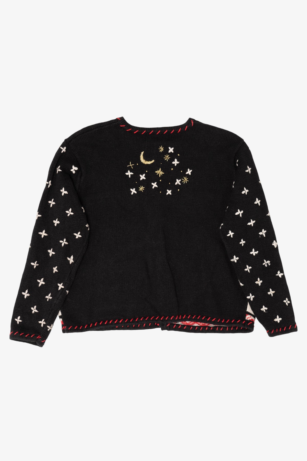 Vintage Black Designers Originals Studio Reindeer Ugly Christmas Cardigan (1990s)