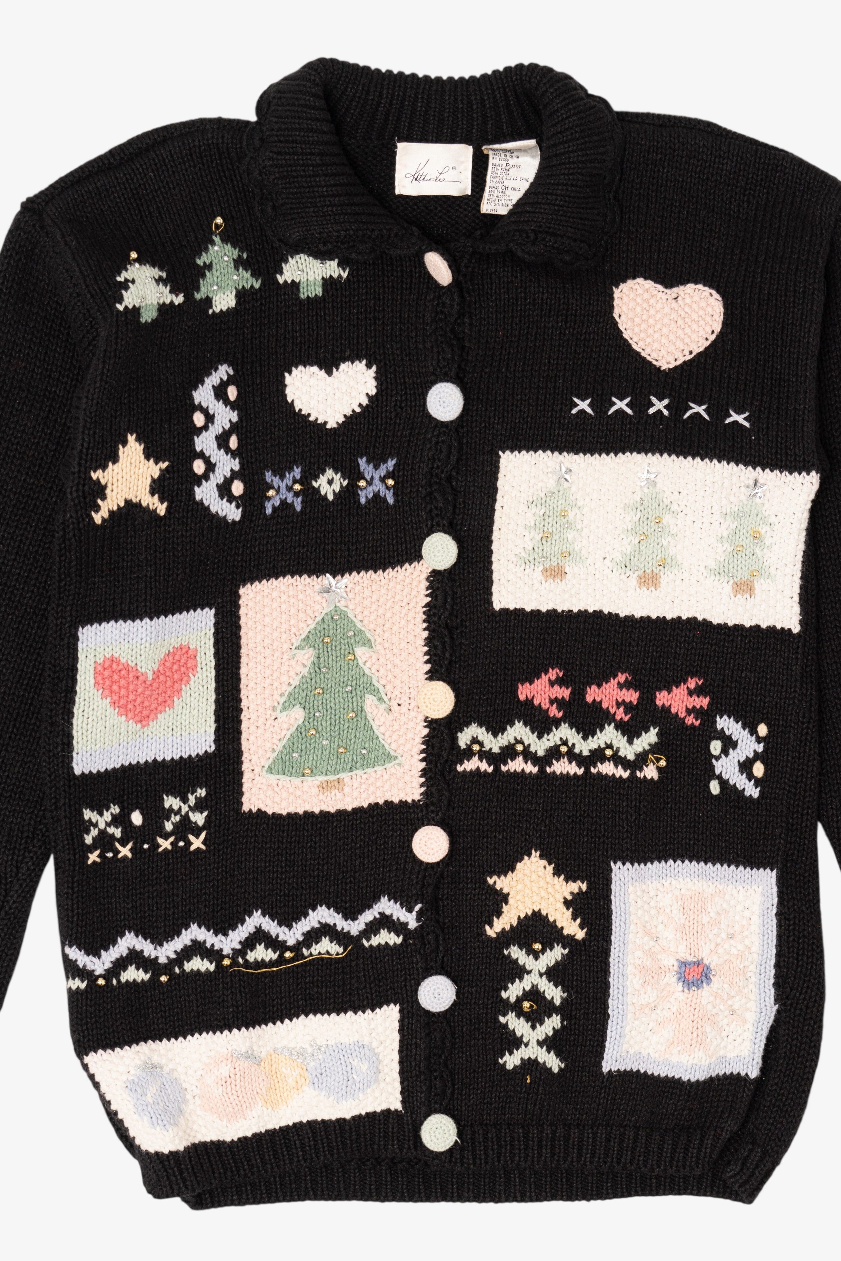 Vintage Black Kathie Lee Ugly Christmas Cardigan (1990s)