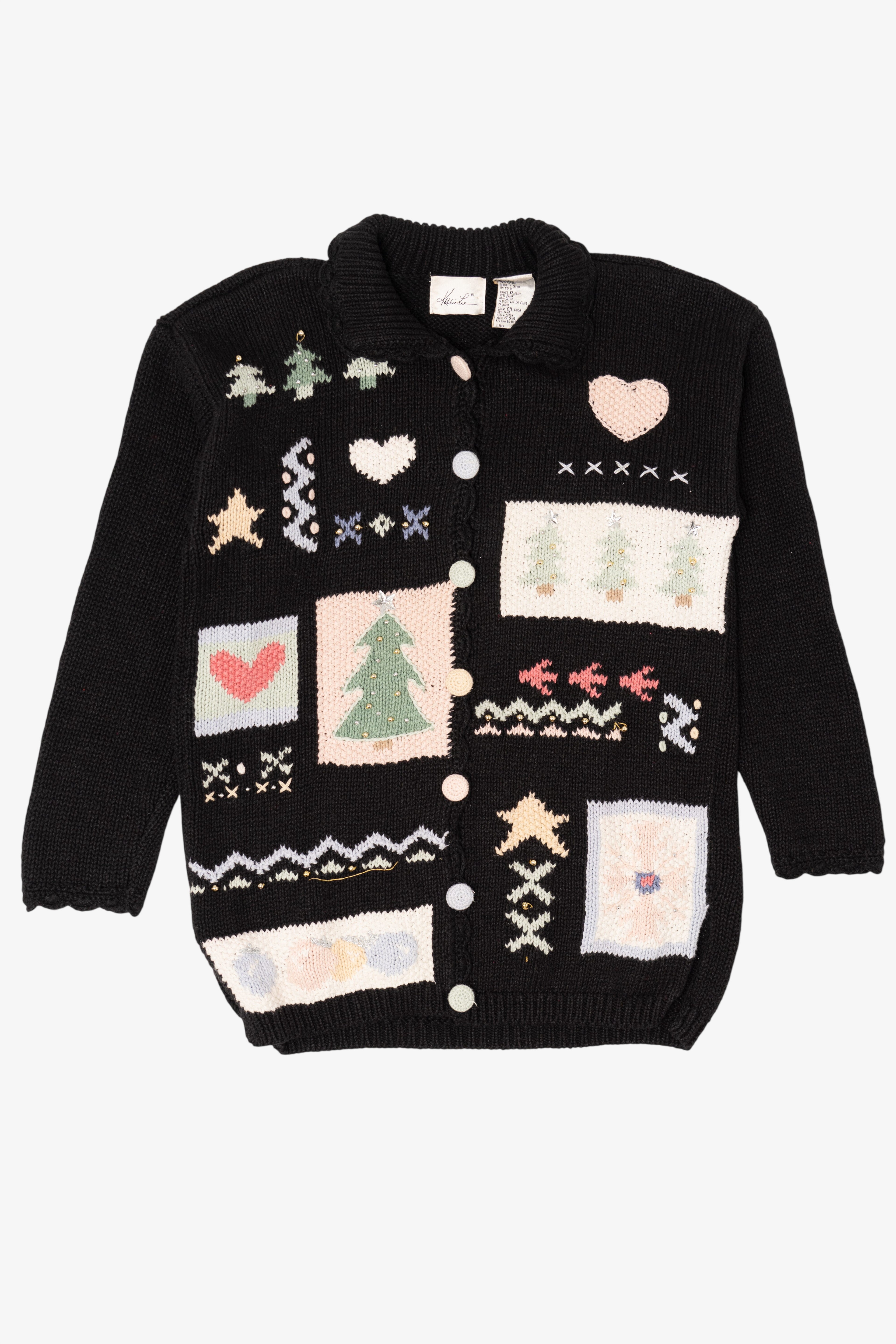 Vintage Black Kathie Lee Ugly Christmas Cardigan (1990s)