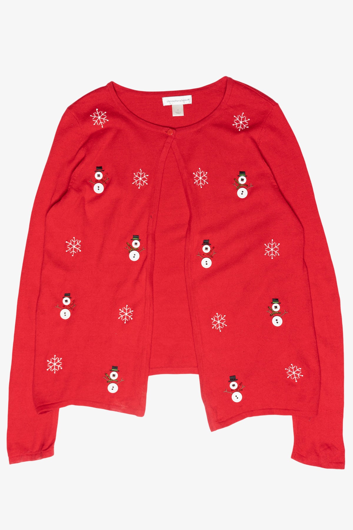 Button Snowmen Vintage Ugly Christmas Cardigan (2000s)