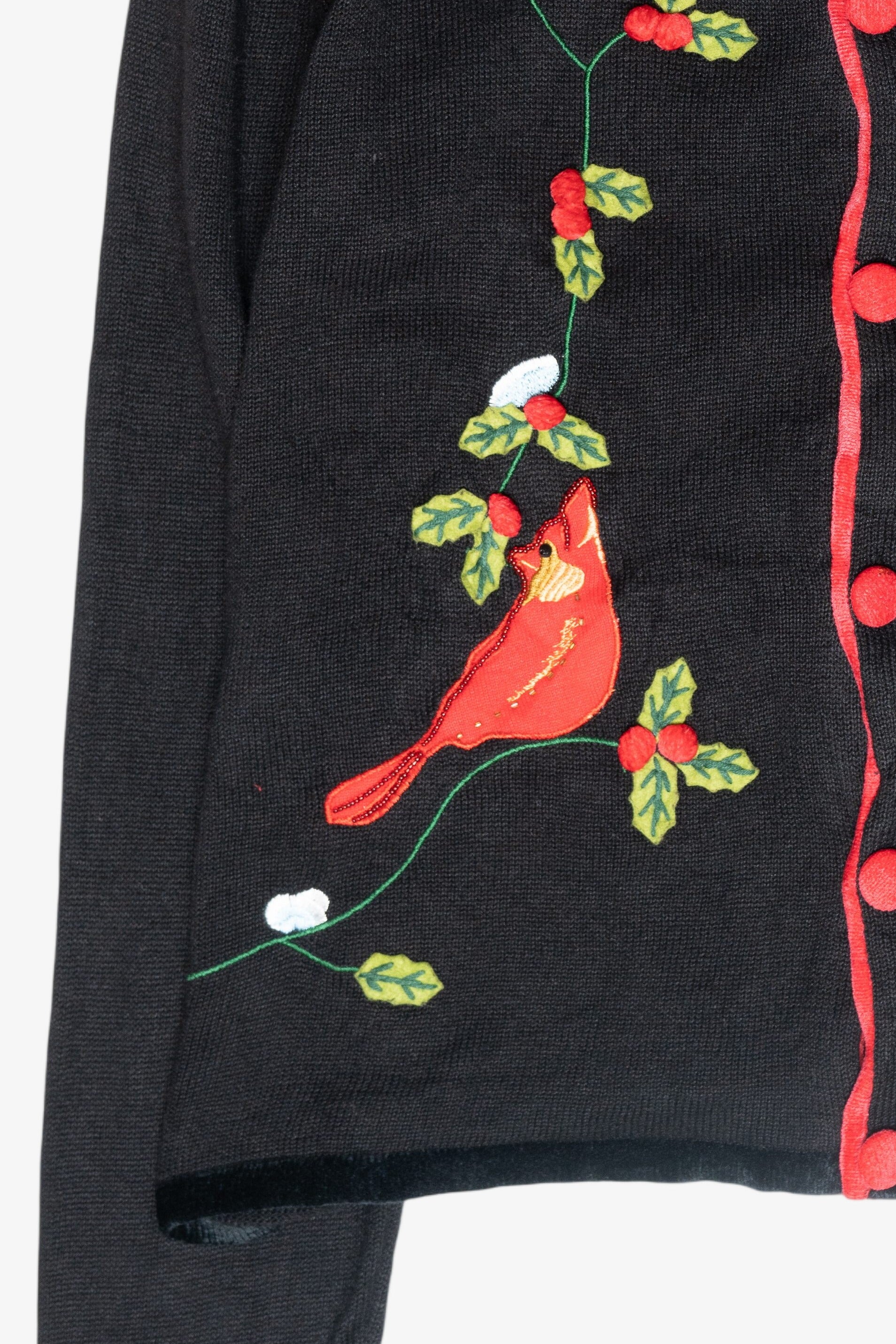 Cardinals Velvet Collar Vintage Ugly Christmas Cardigan (2000s)