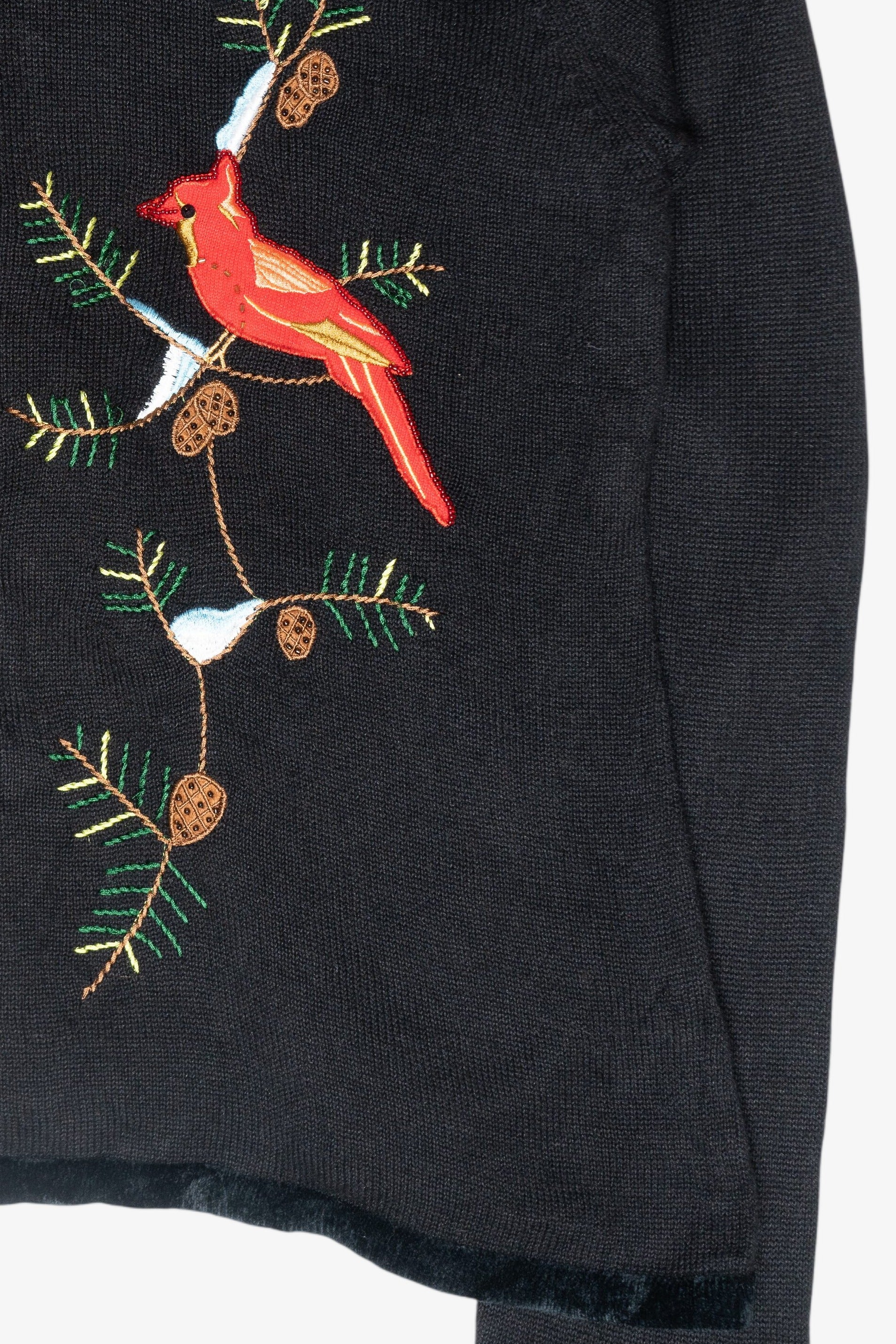 Cardinals Velvet Collar Vintage Ugly Christmas Cardigan (2000s)
