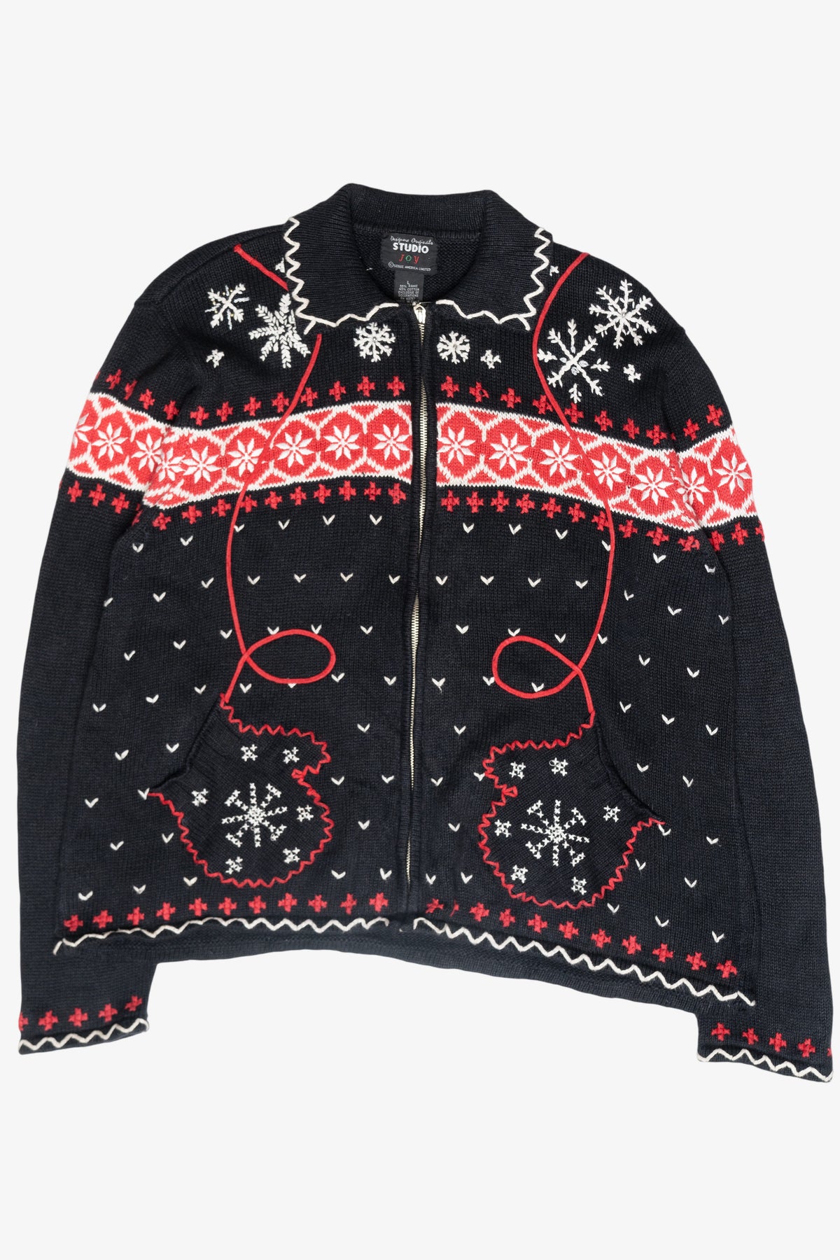 Mitten Pocket Vintage Ugly Christmas Cardigan (1990s)