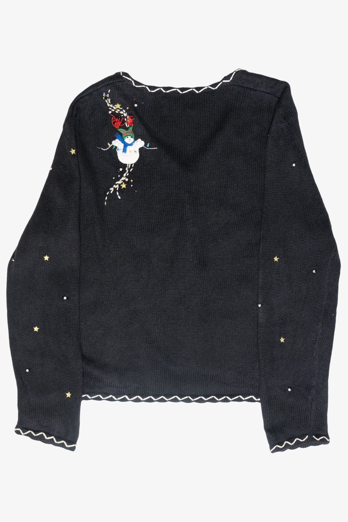 Skating Snowmen Vintage Ugly Christmas Cardigan (1990s)