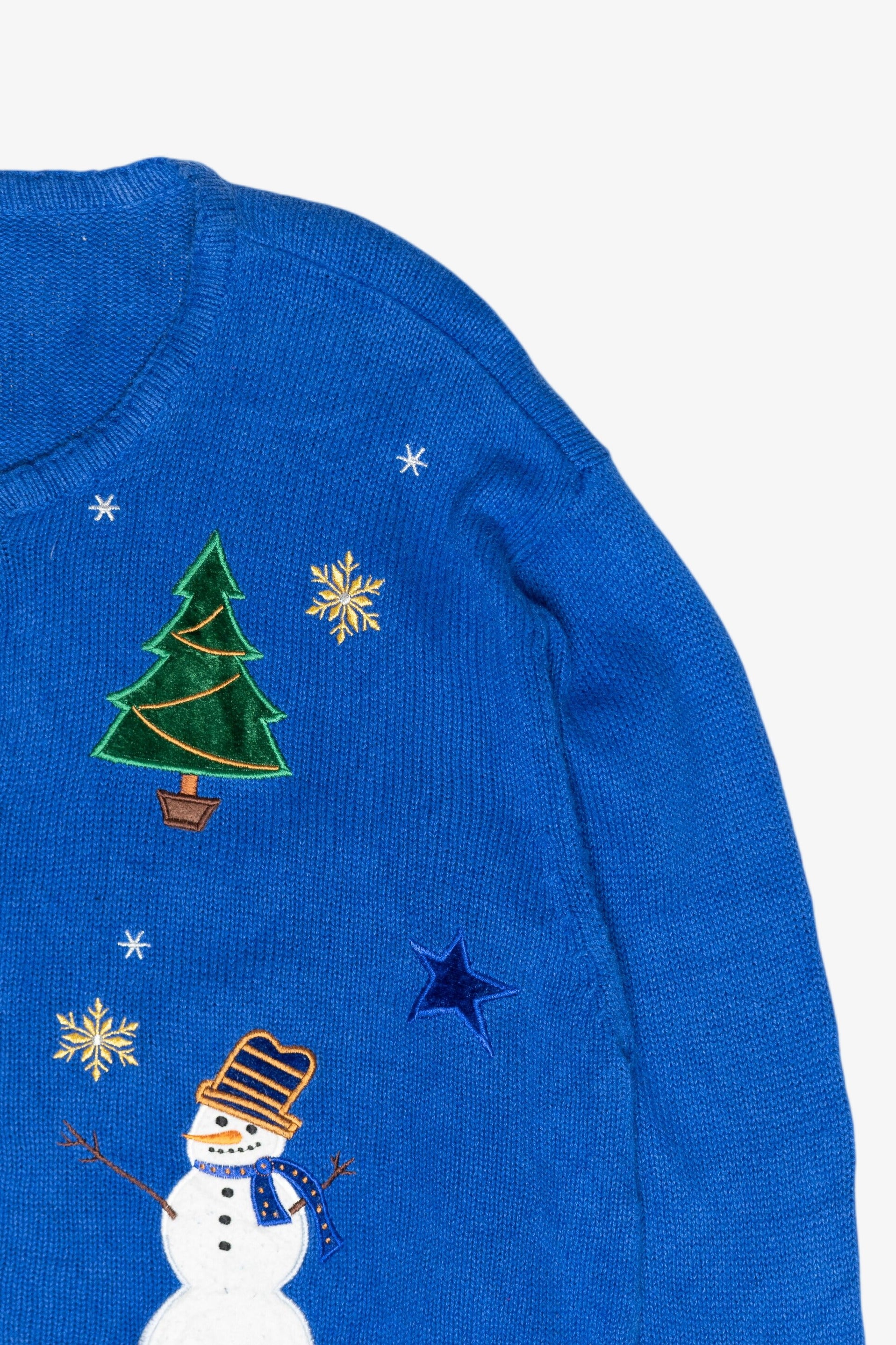 Tophat Snowmen Vintage Ugly Christmas Cardigan (1990s)