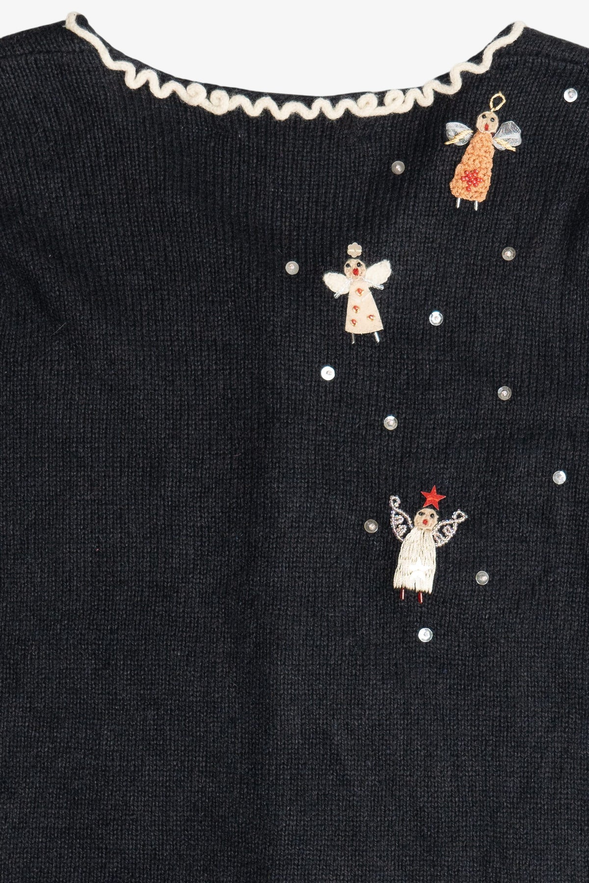 Vintage Susan Bristol Hand Embroidered Beaded Angels Ugly Christmas Sweater (2000s)