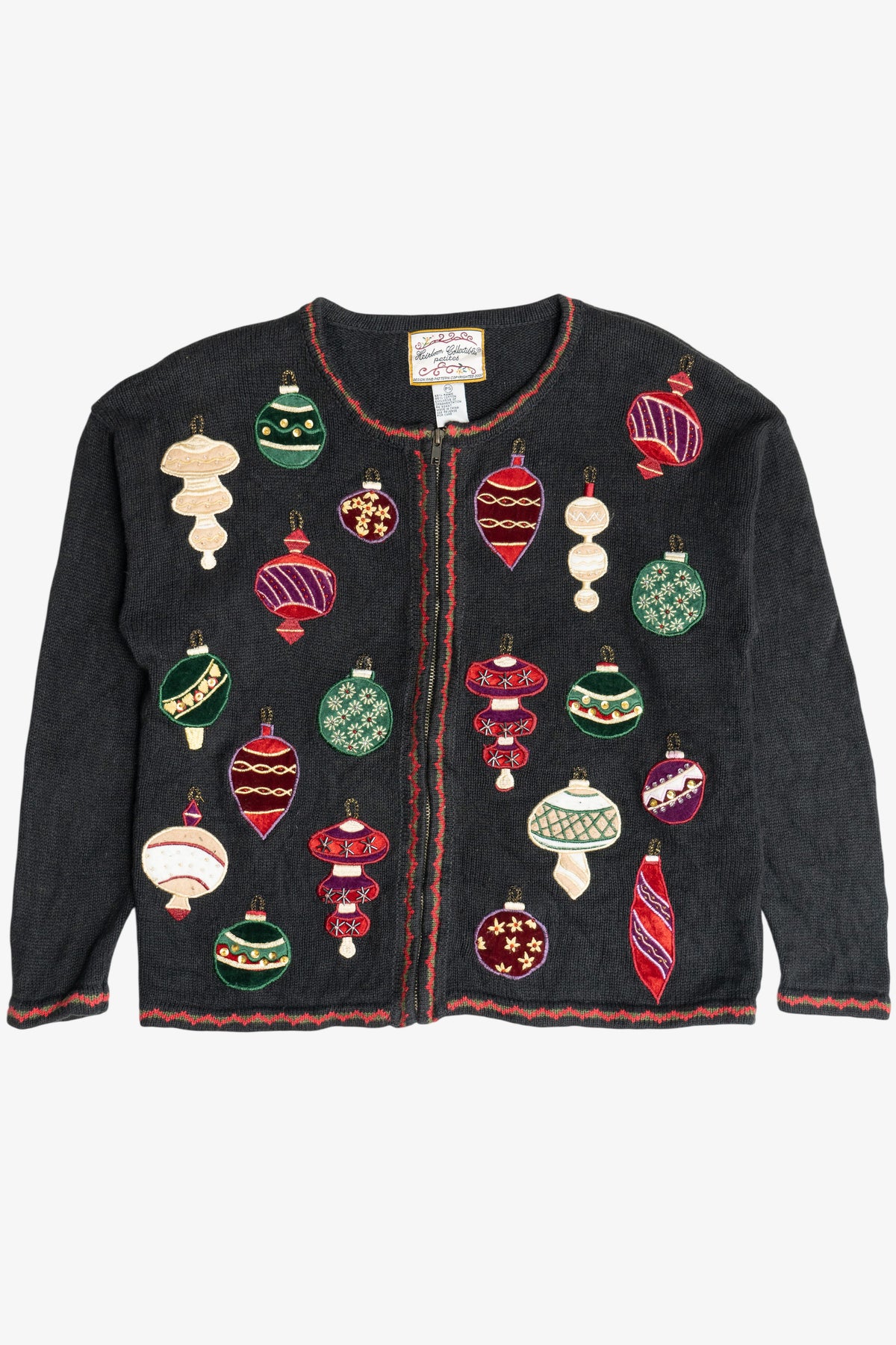Vintage Beaded Ornaments Ugly Christmas Sweater (1990s)