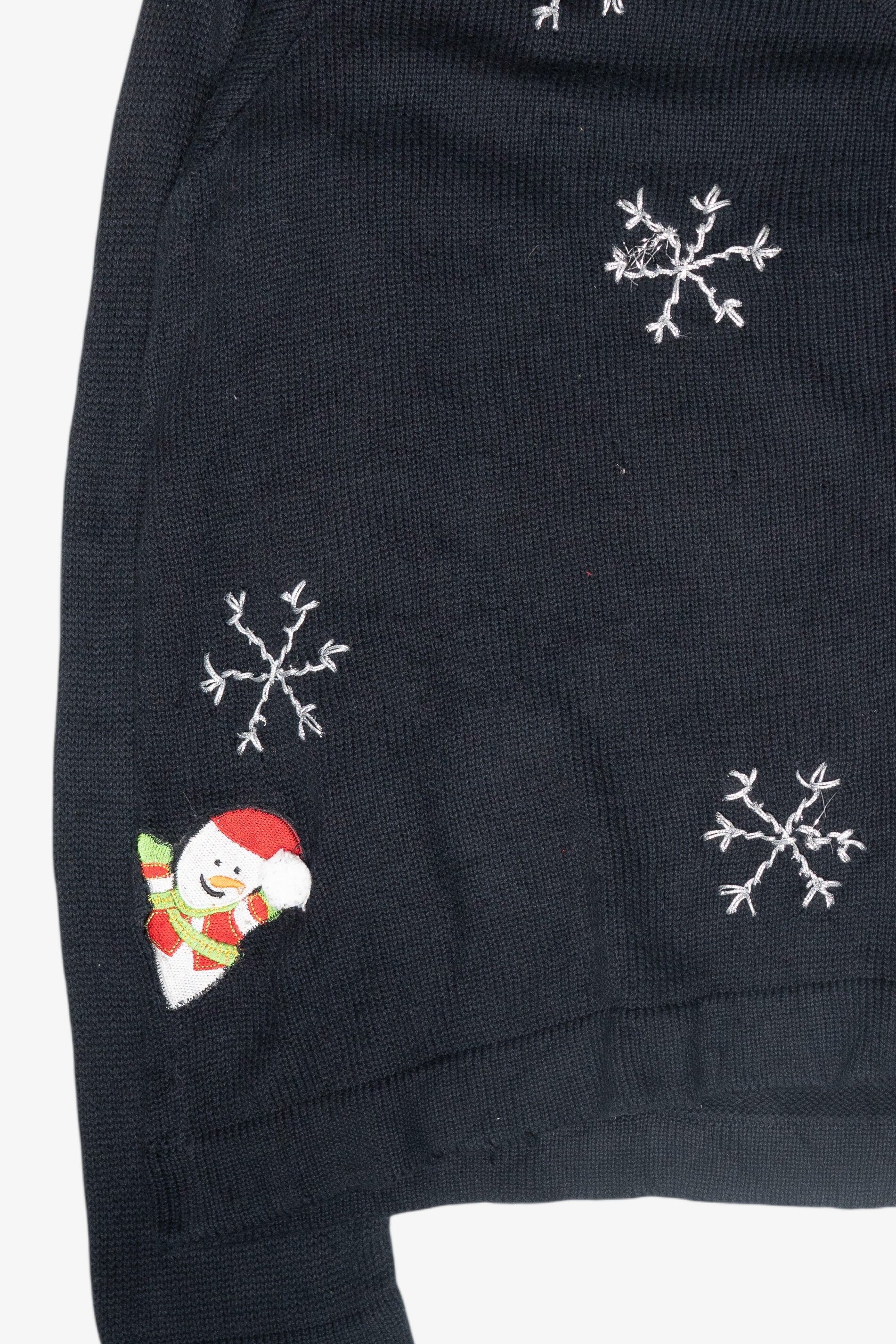 Snowmen Stack Vintage Ugly Christmas Cardigan (1990s)
