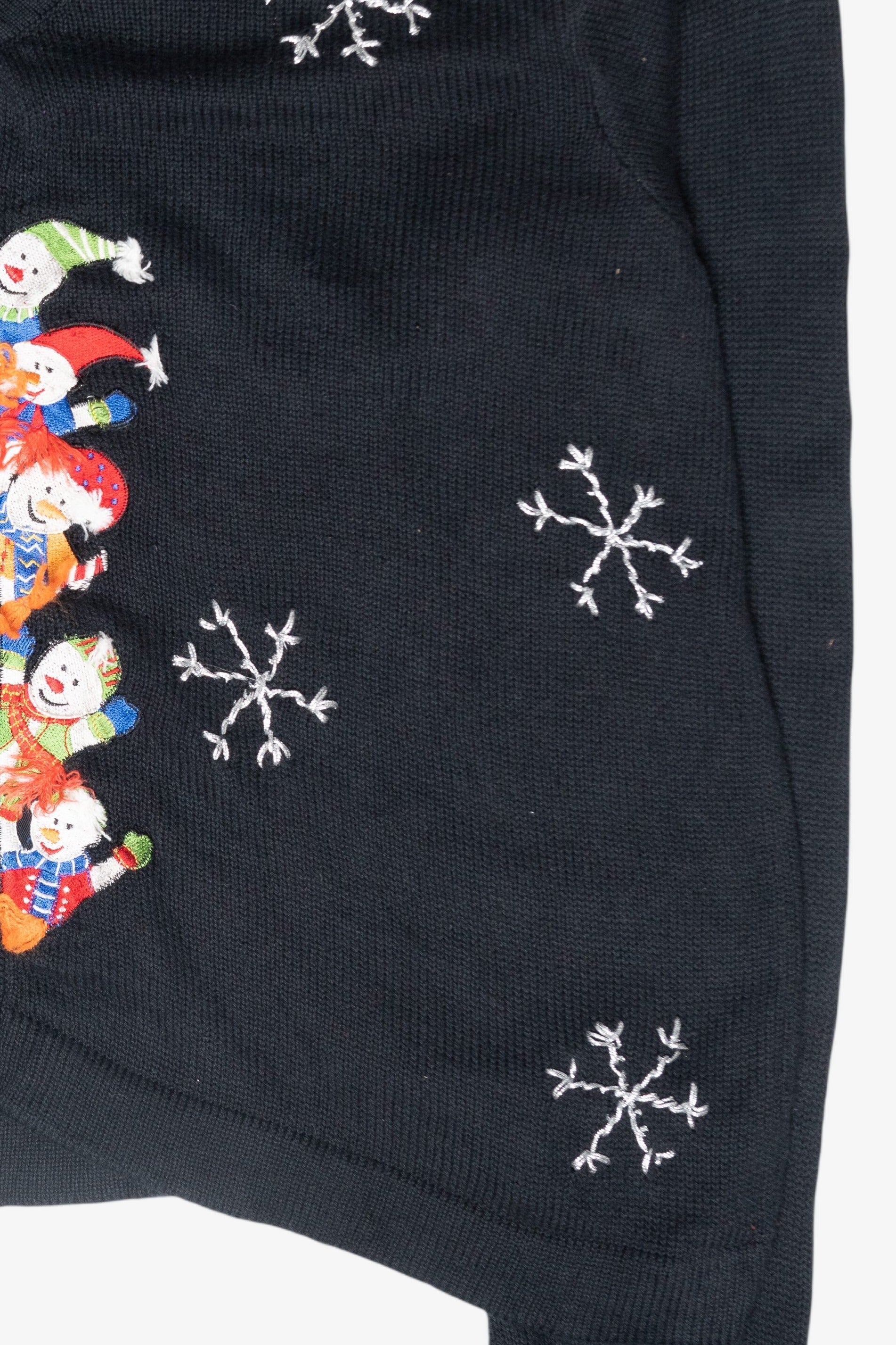 Snowmen Stack Vintage Ugly Christmas Cardigan (1990s)