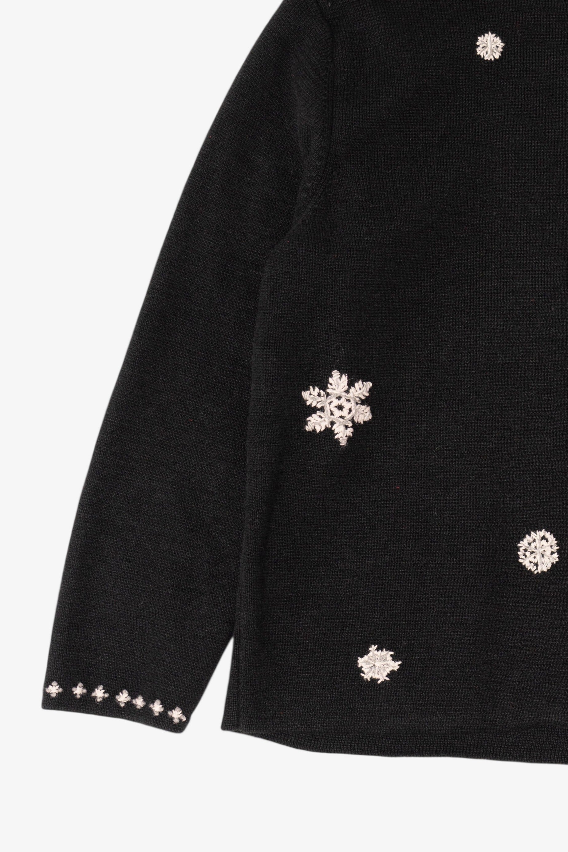 Vintage Black Woolrich Snowmen Ugly Christmas Cardigan (1990s)