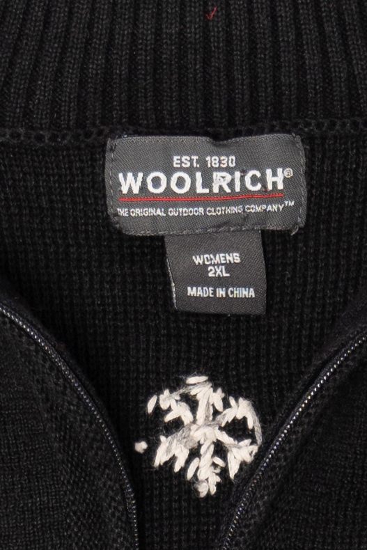 Vintage Black Woolrich Snowmen Ugly Christmas Cardigan (1990s)