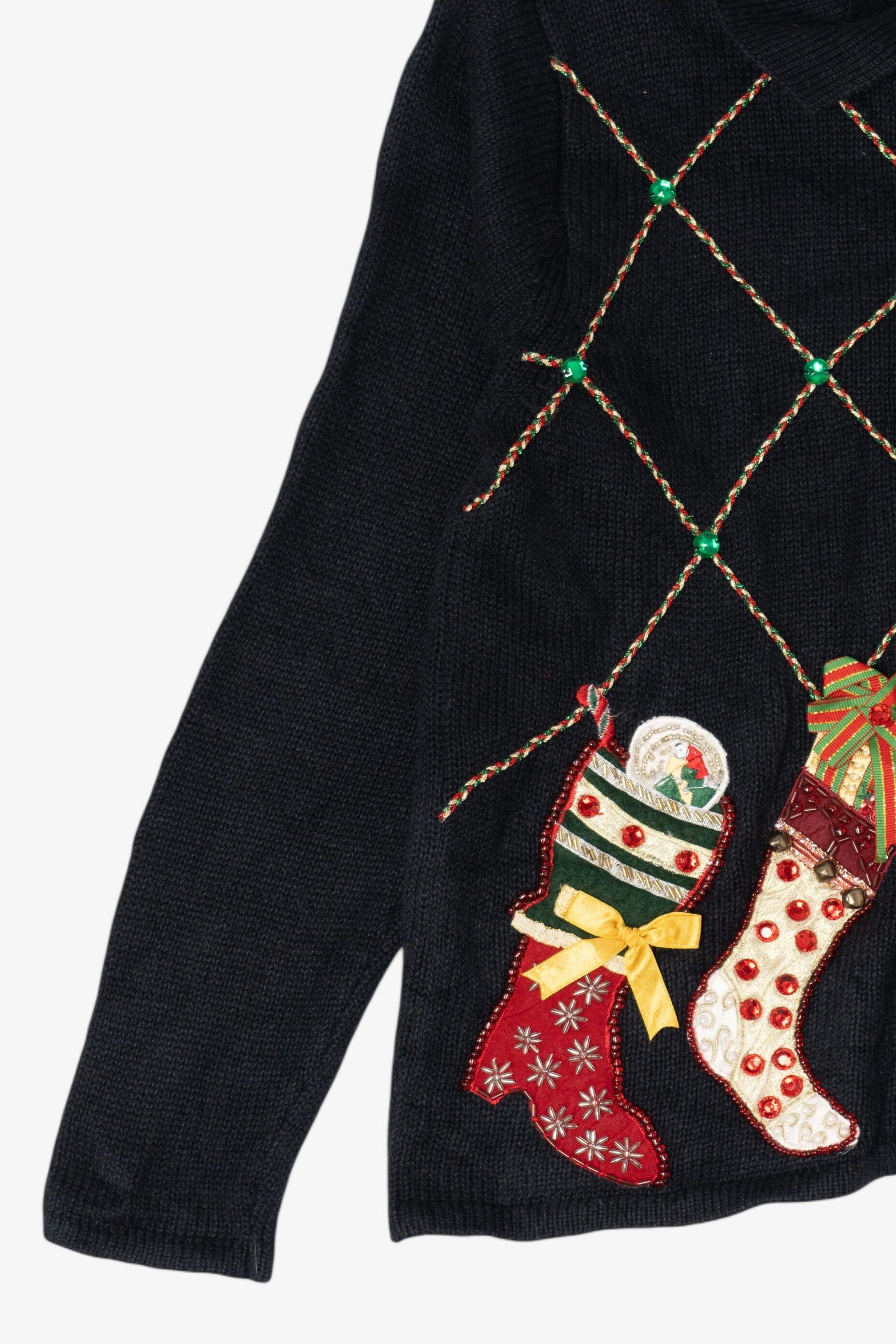 Vintage Black Tiara Stockings Ugly Christmas Cardigan (2000s)