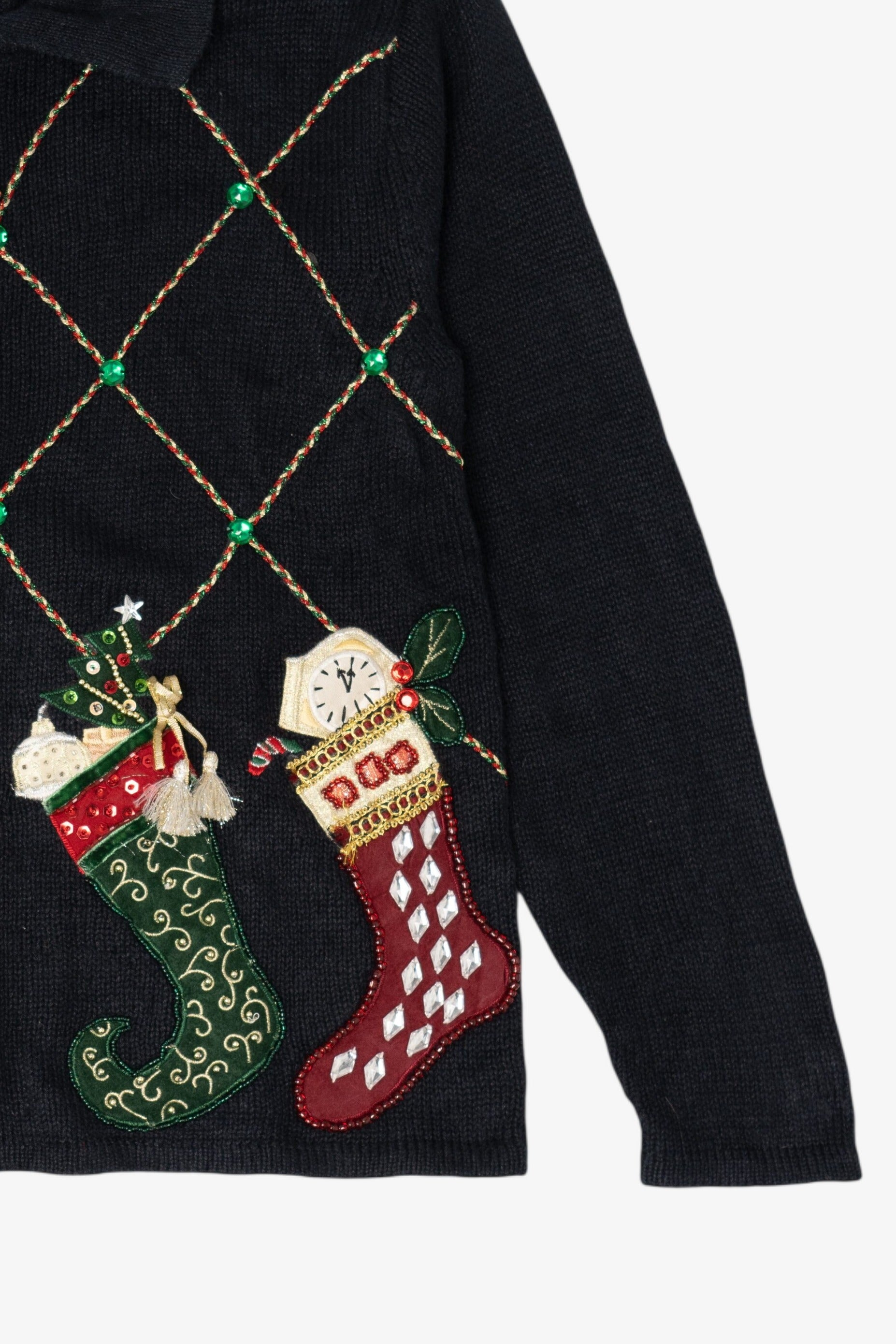 Vintage Black Tiara Stockings Ugly Christmas Cardigan (2000s)