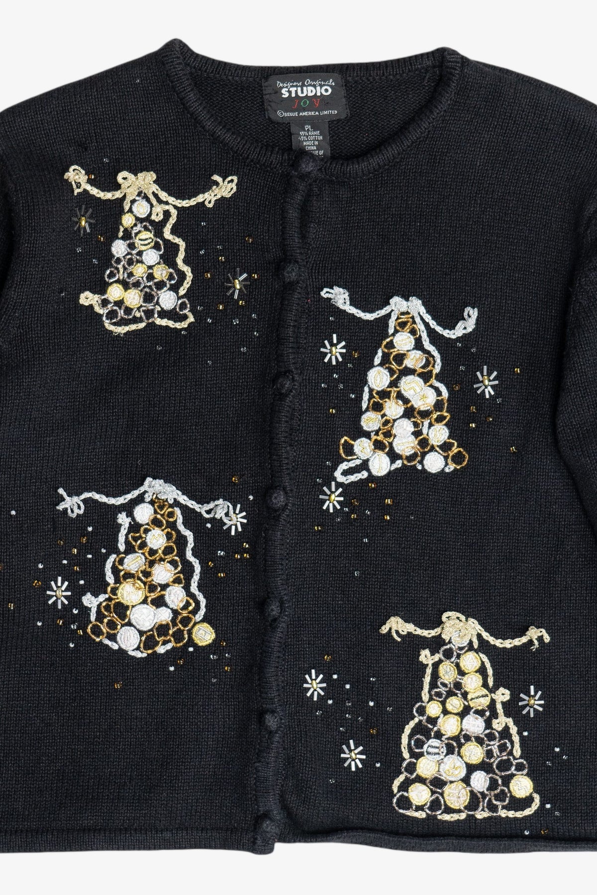 Vintage Gold & Silver Christmas Trees Ugly Christmas Sweater (1990s)