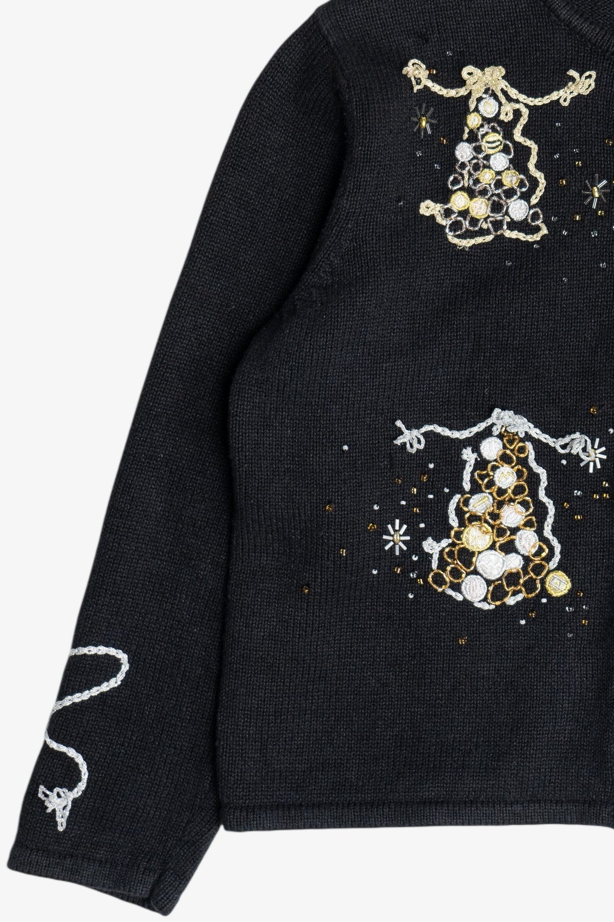 Vintage Gold & Silver Christmas Trees Ugly Christmas Sweater (1990s)