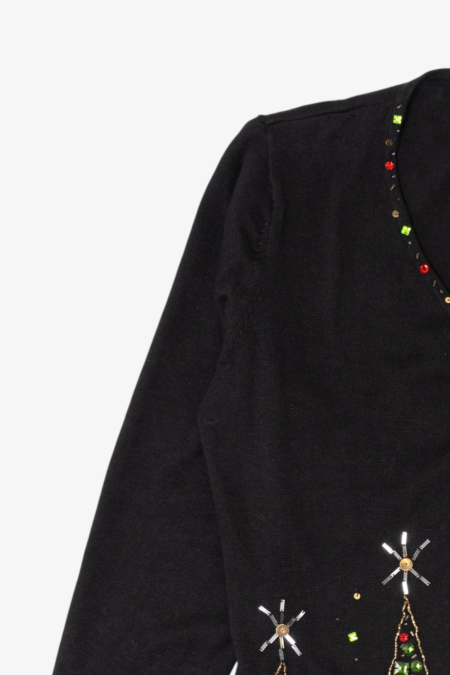 Vintage Black Berek Trees Ugly Christmas Cardigan (1990s)