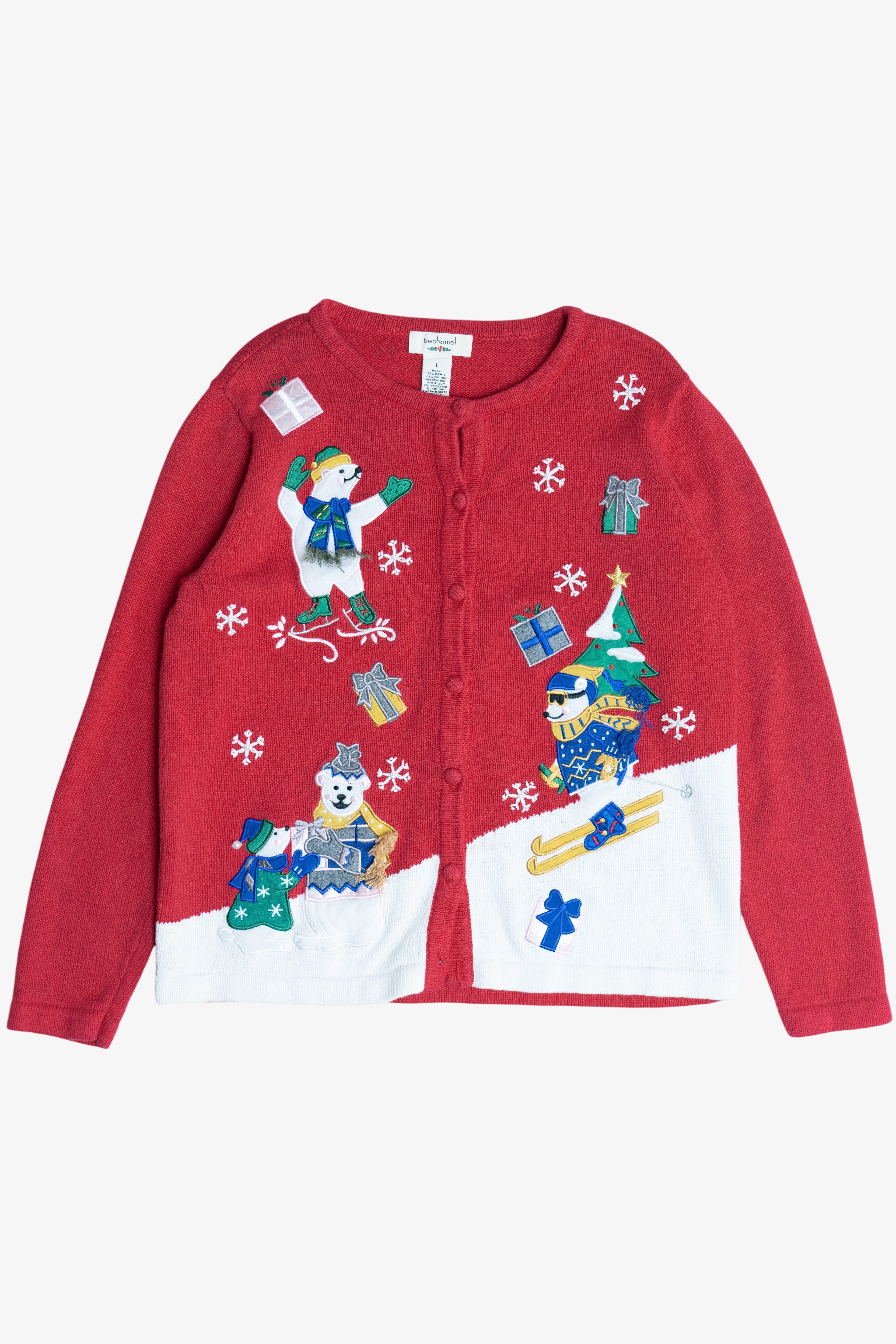 Vintage Polar Bears Ugly Christmas Cardigan Sweater (1990s)