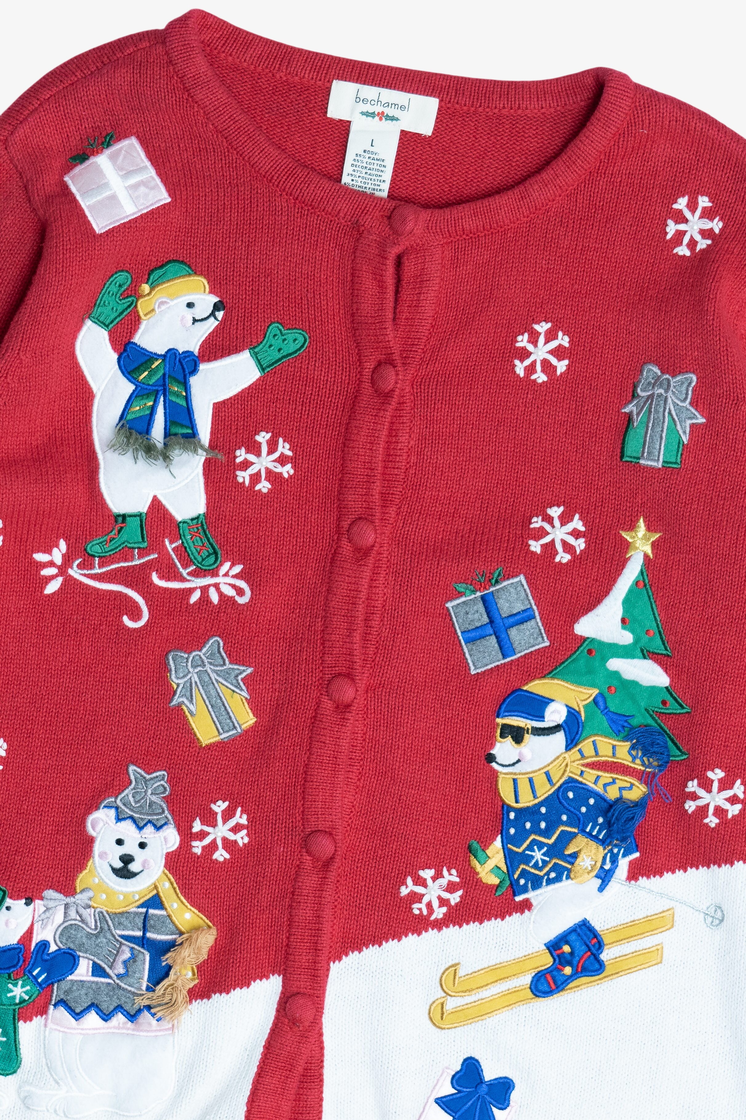 Vintage Polar Bears Ugly Christmas Cardigan Sweater (1990s)
