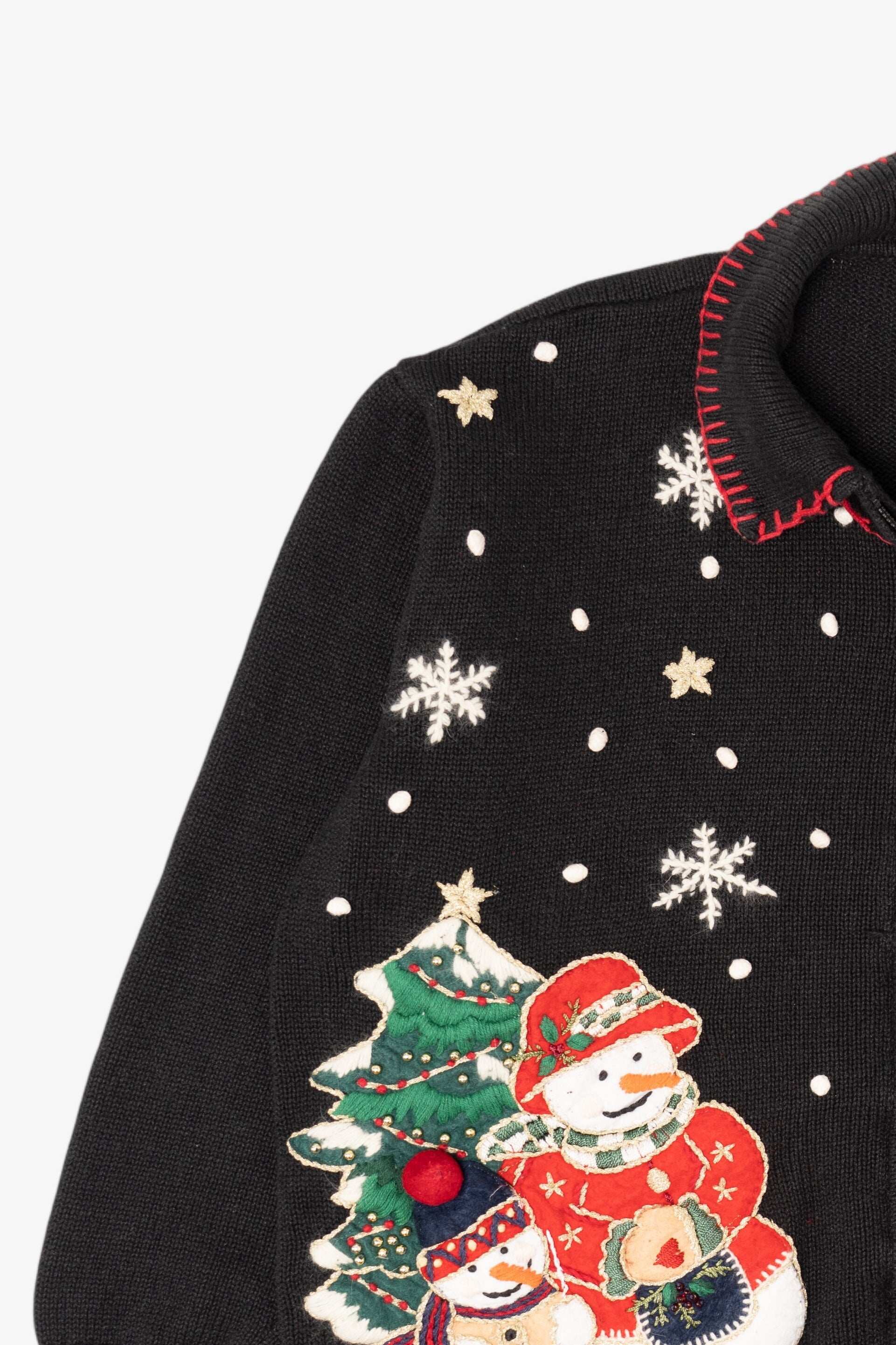 Vintage Black Tiara Snowmen Ugly Christmas Cardigan (2000s)