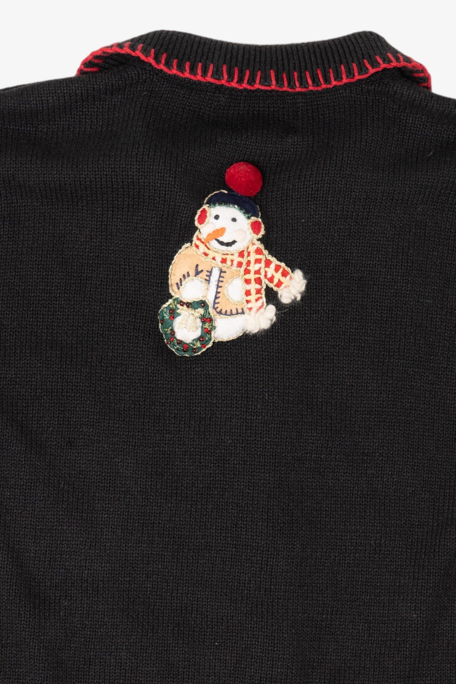 Vintage Black Tiara Snowmen Ugly Christmas Cardigan (2000s)