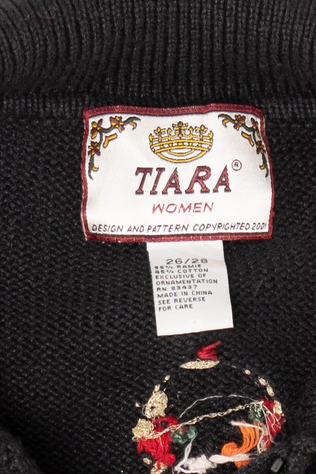 Vintage Black Tiara Snowmen Ugly Christmas Cardigan (2000s)