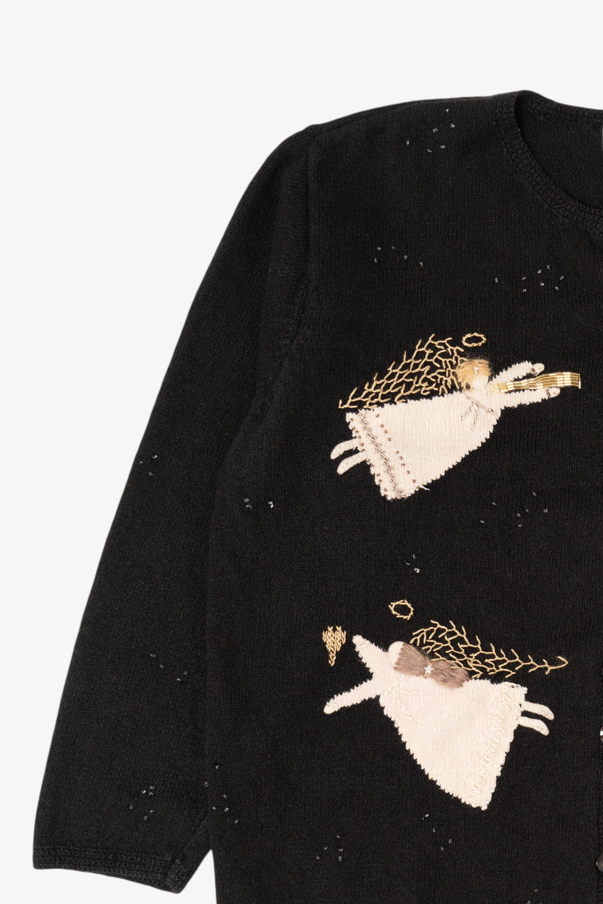 Vintage Black Talbots Angels Ugly Christmas Cardigan (1990s)