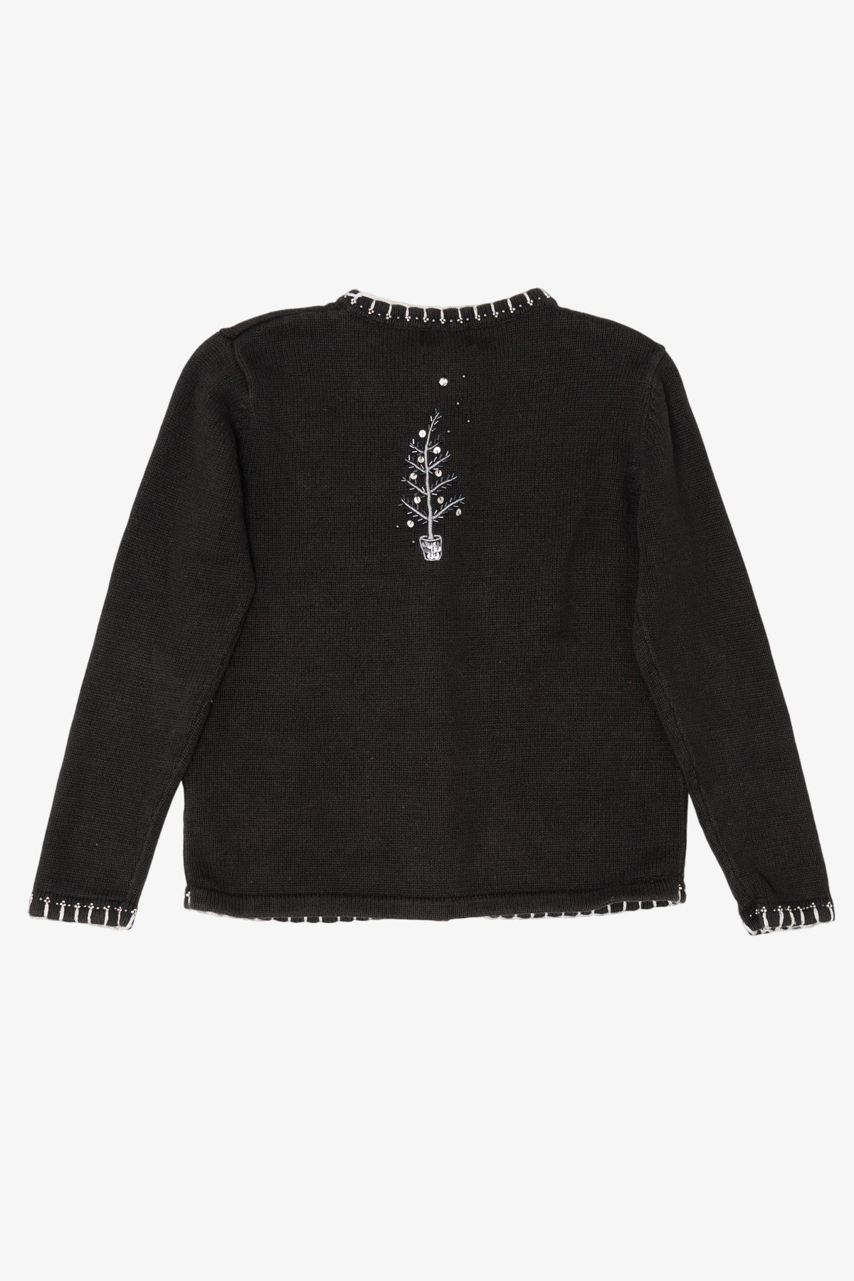 Vintage Black Basic Editions Trees Ugly Christmas Cardigan (1990s)
