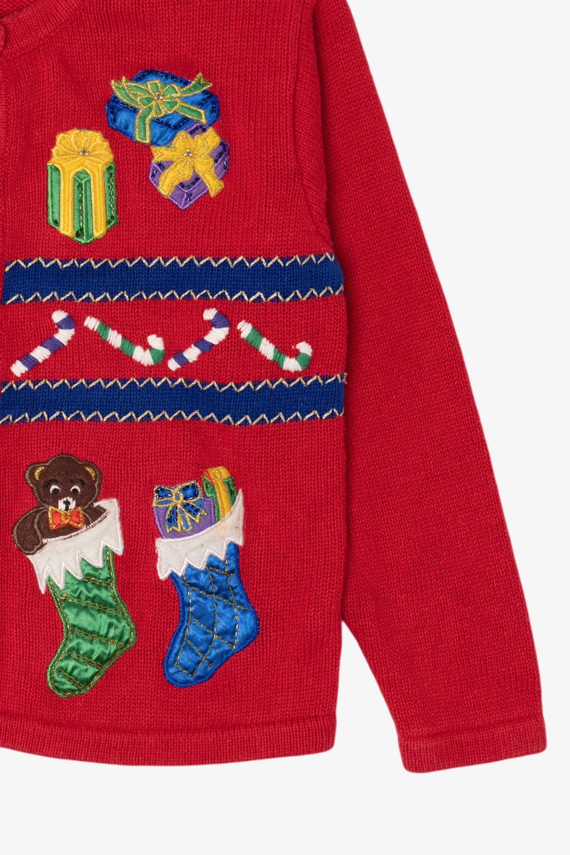 Vintage Red Airport Presents Ugly Christmas Cardigan (1990s)