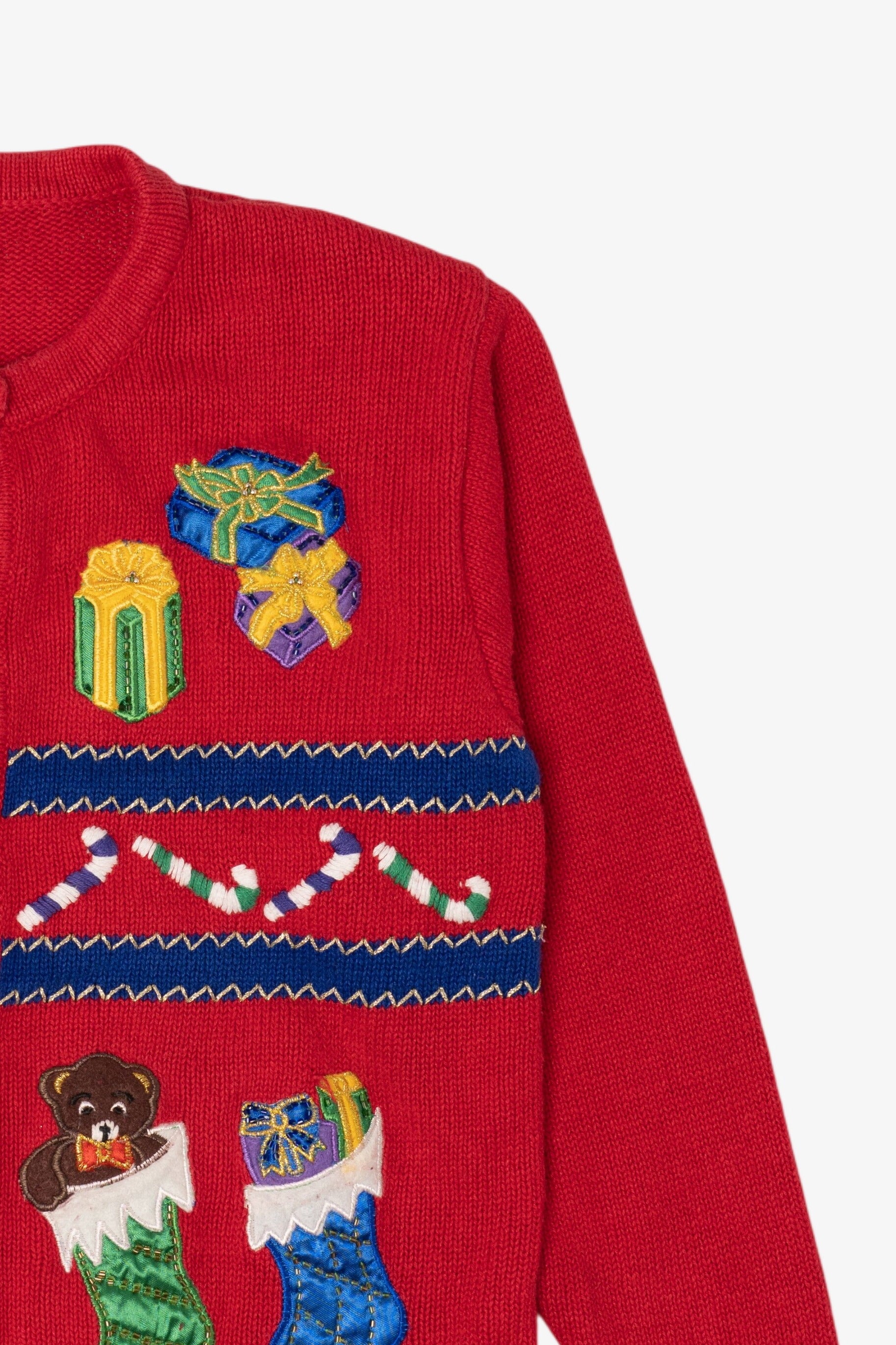 Vintage Red Airport Presents Ugly Christmas Cardigan (1990s)