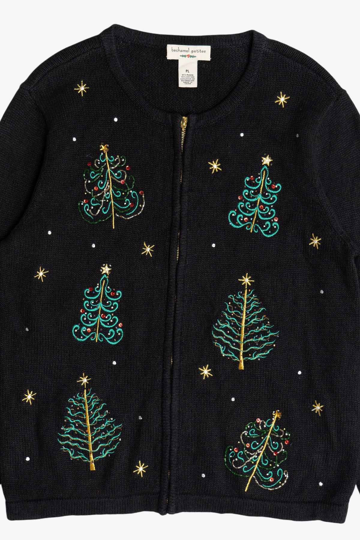Vintage Bechamel Petites Christmas Trees Ugly Christmas Sweater (1990s)