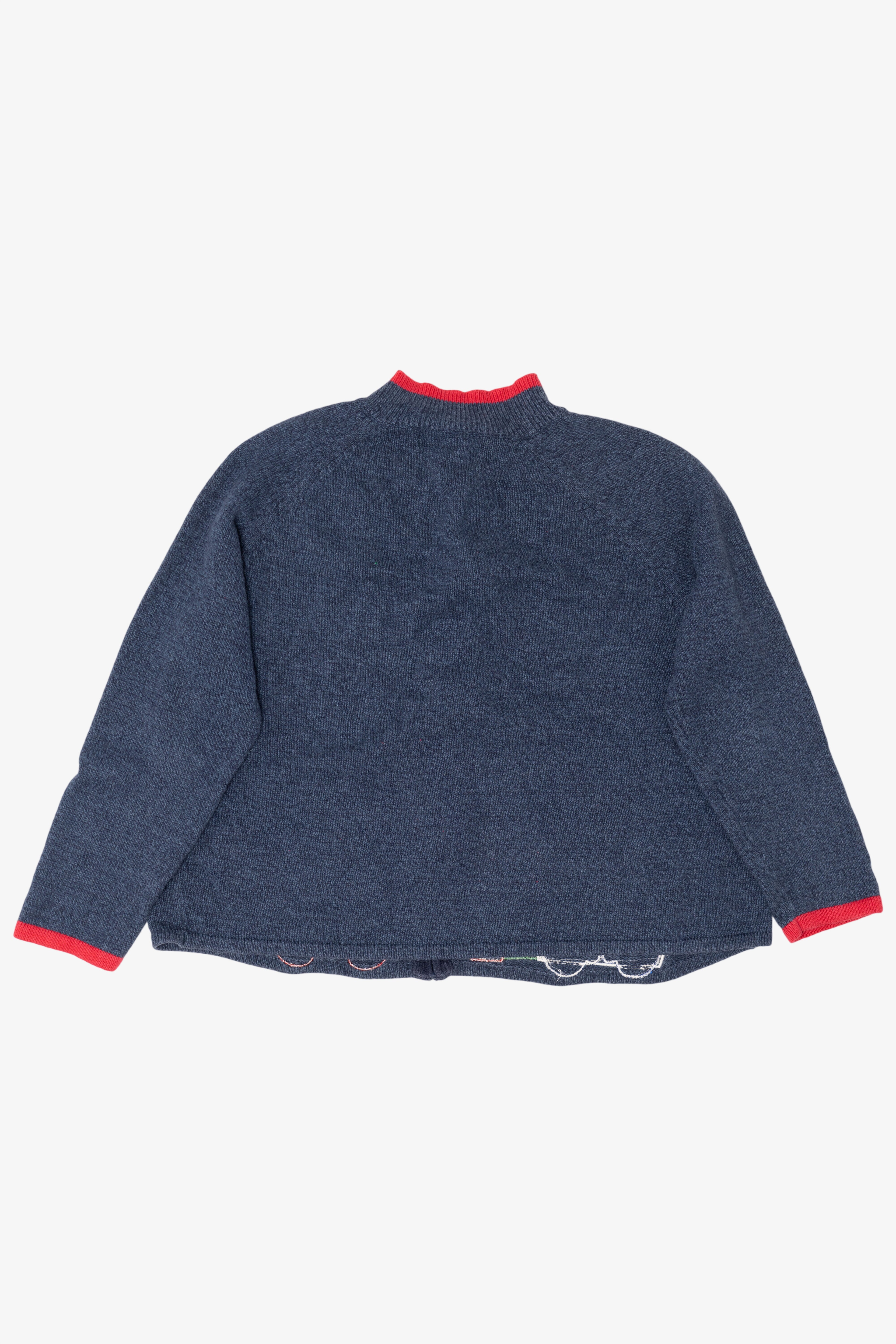 Vintage Navy Blue Tiara Snowmen Ugly Christmas Cardigan (2000s)