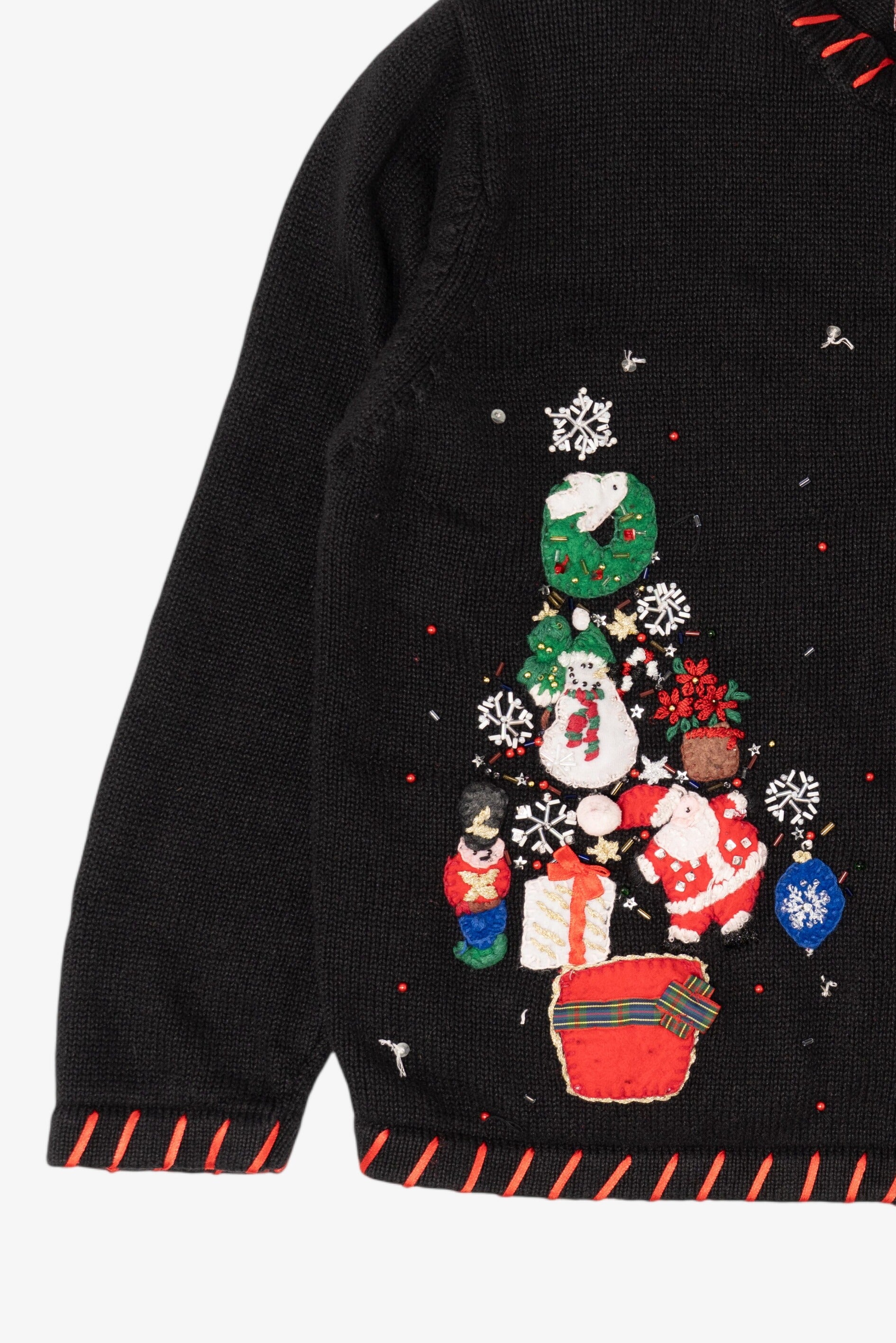 Vintage Black Tiara Santa Ugly Christmas Cardigan (2000s)