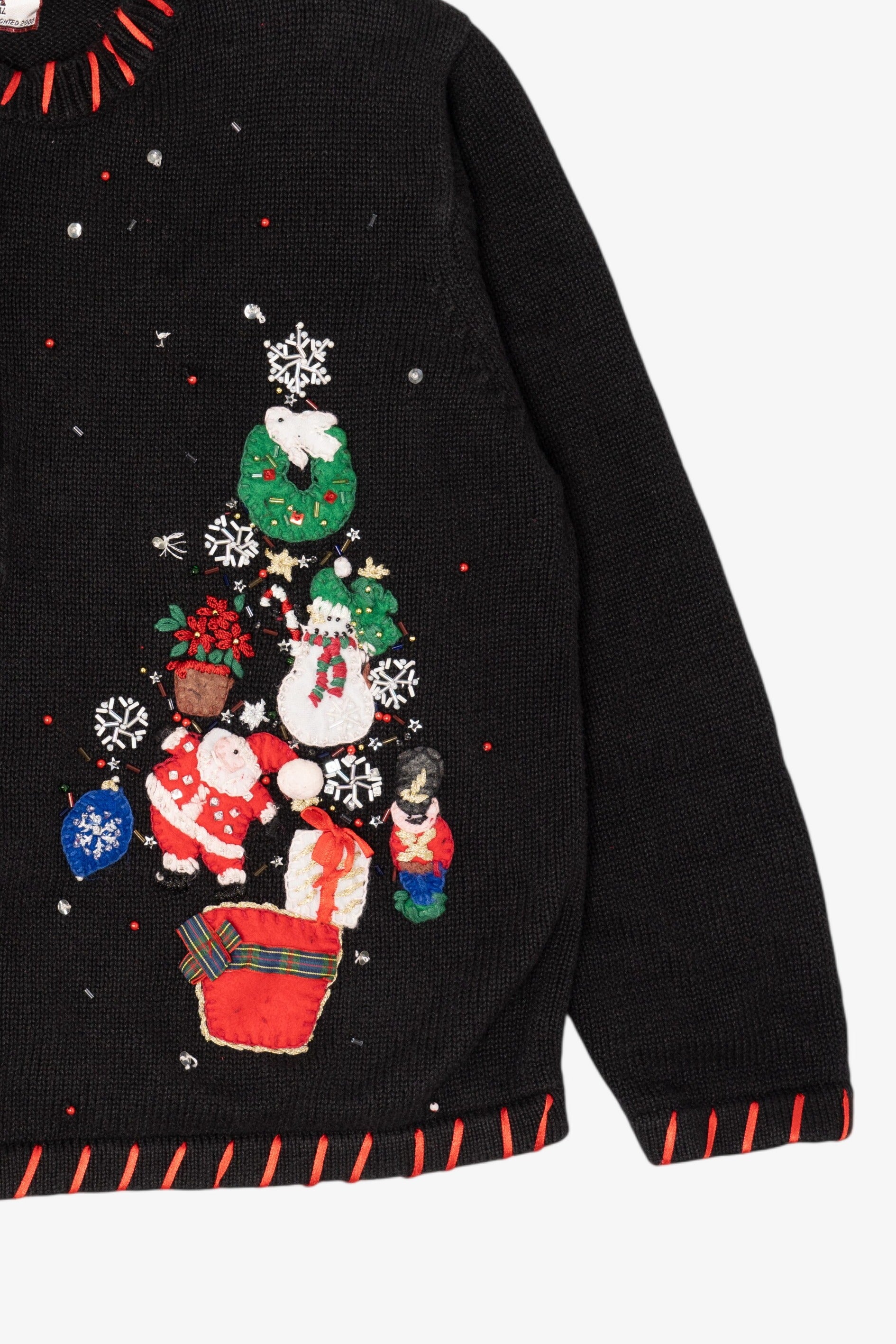 Vintage Black Tiara Santa Ugly Christmas Cardigan (2000s)