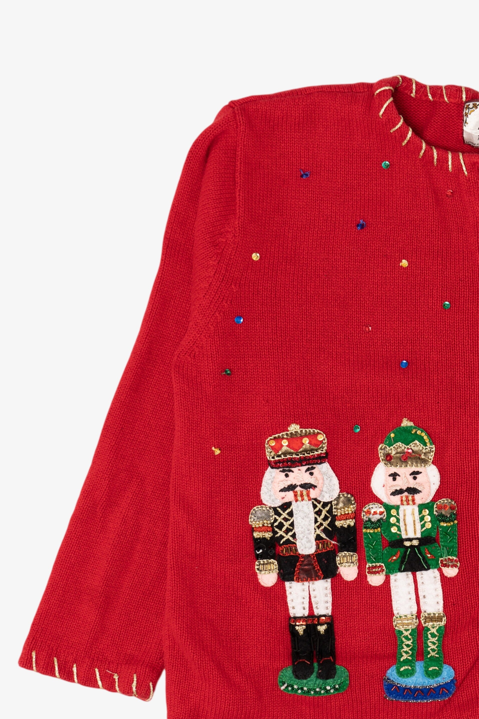 Vintage Red Tiara Nutcrackers Ugly Christmas Cardigan (2000s)