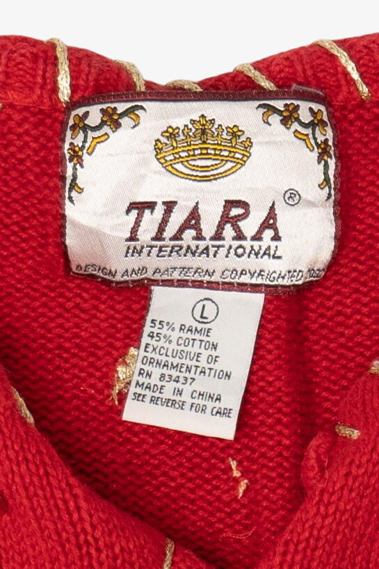 Vintage Red Tiara Nutcrackers Ugly Christmas Cardigan (2000s)